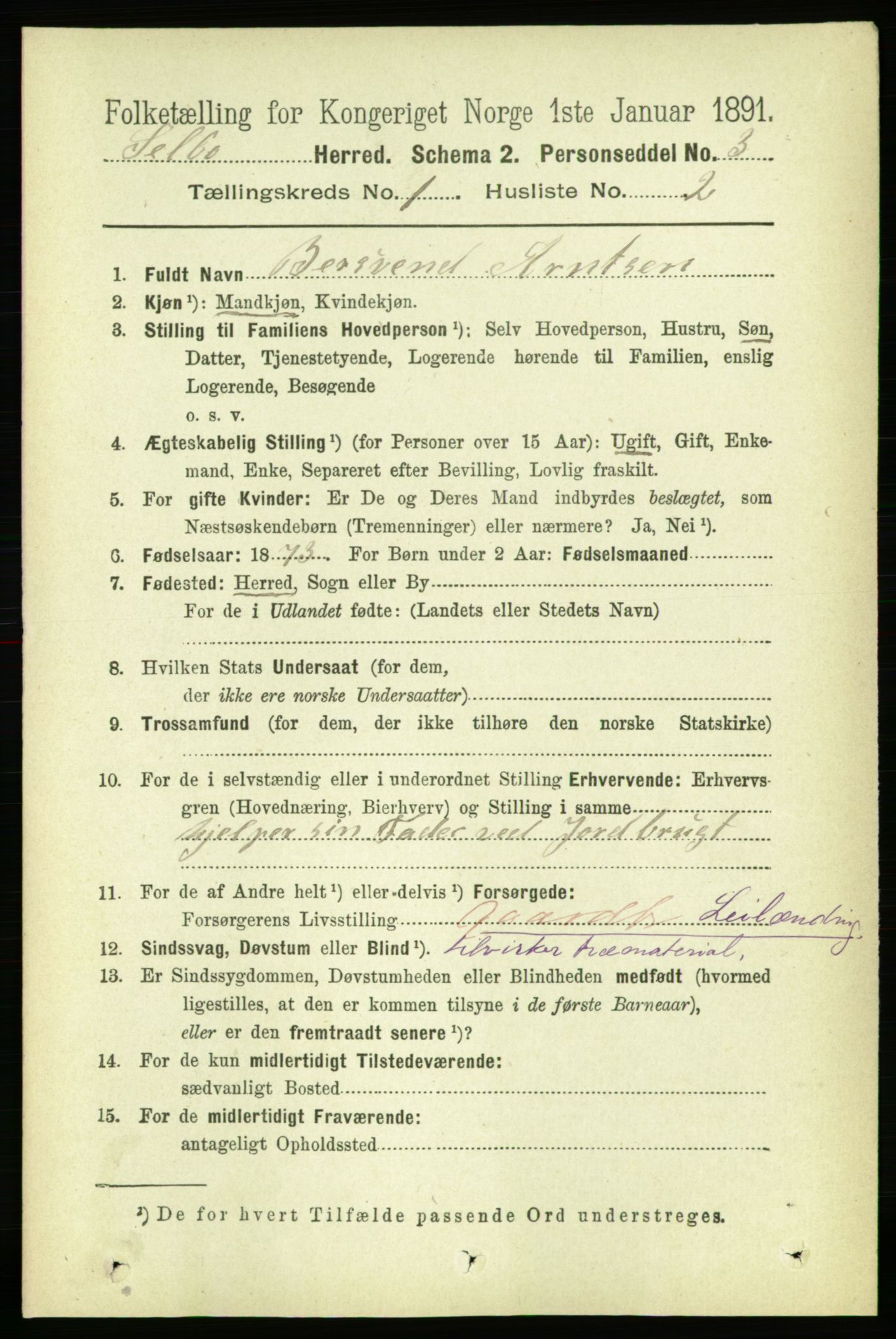 RA, 1891 census for 1664 Selbu, 1891, p. 78