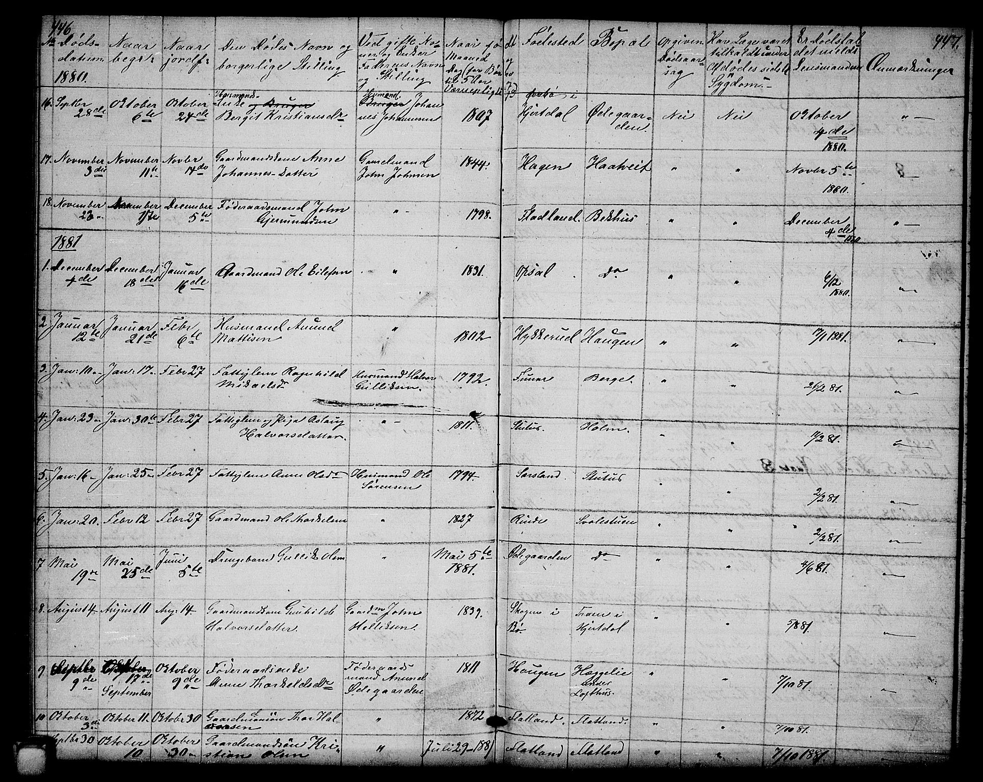 Hjartdal kirkebøker, SAKO/A-270/G/Ga/L0002: Parish register (copy) no. I 2, 1854-1888, p. 446-447