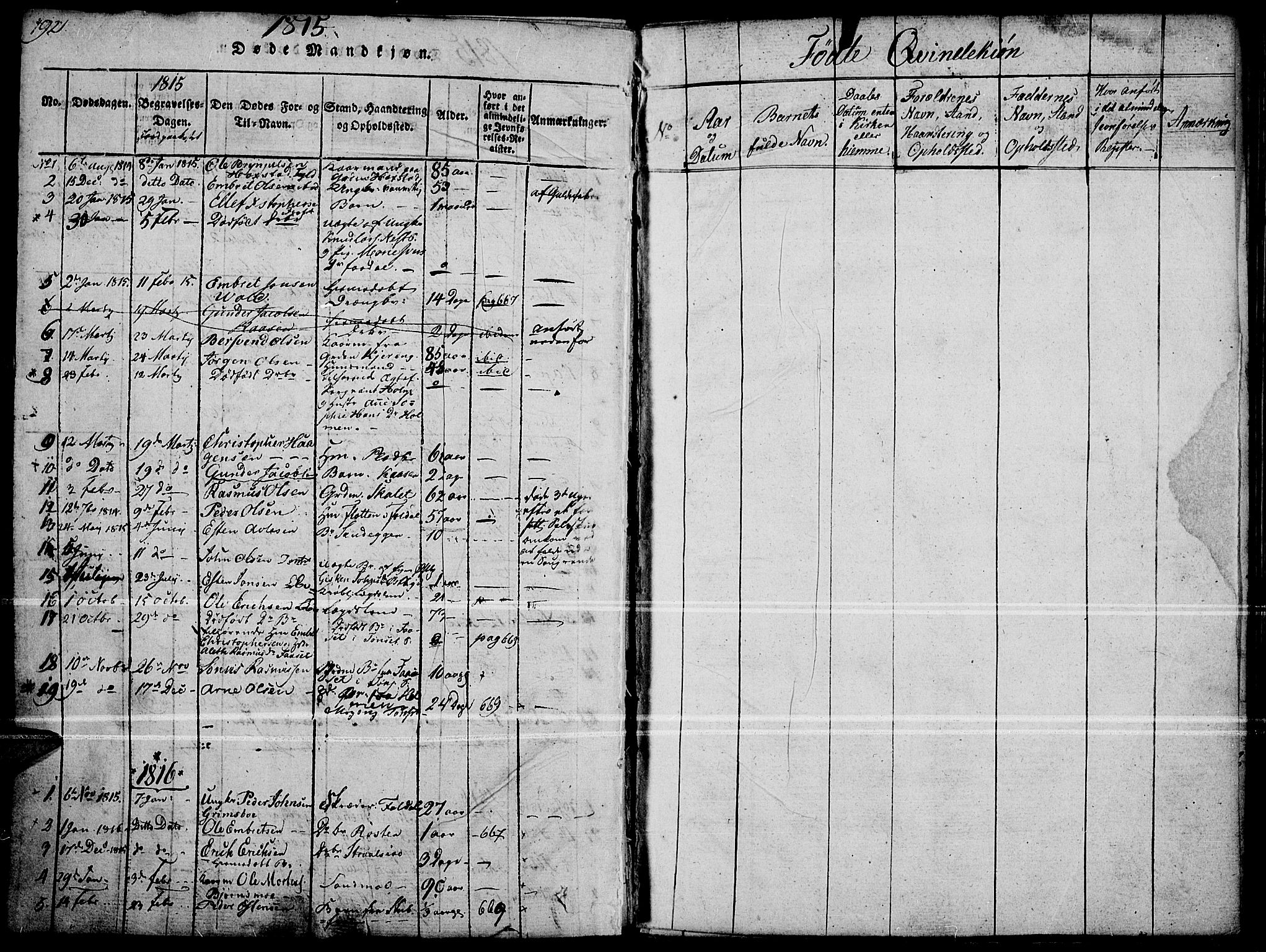 Tynset prestekontor, AV/SAH-PREST-058/H/Ha/Haa/L0018: Parish register (official) no. 18, 1815-1829, p. 192-193