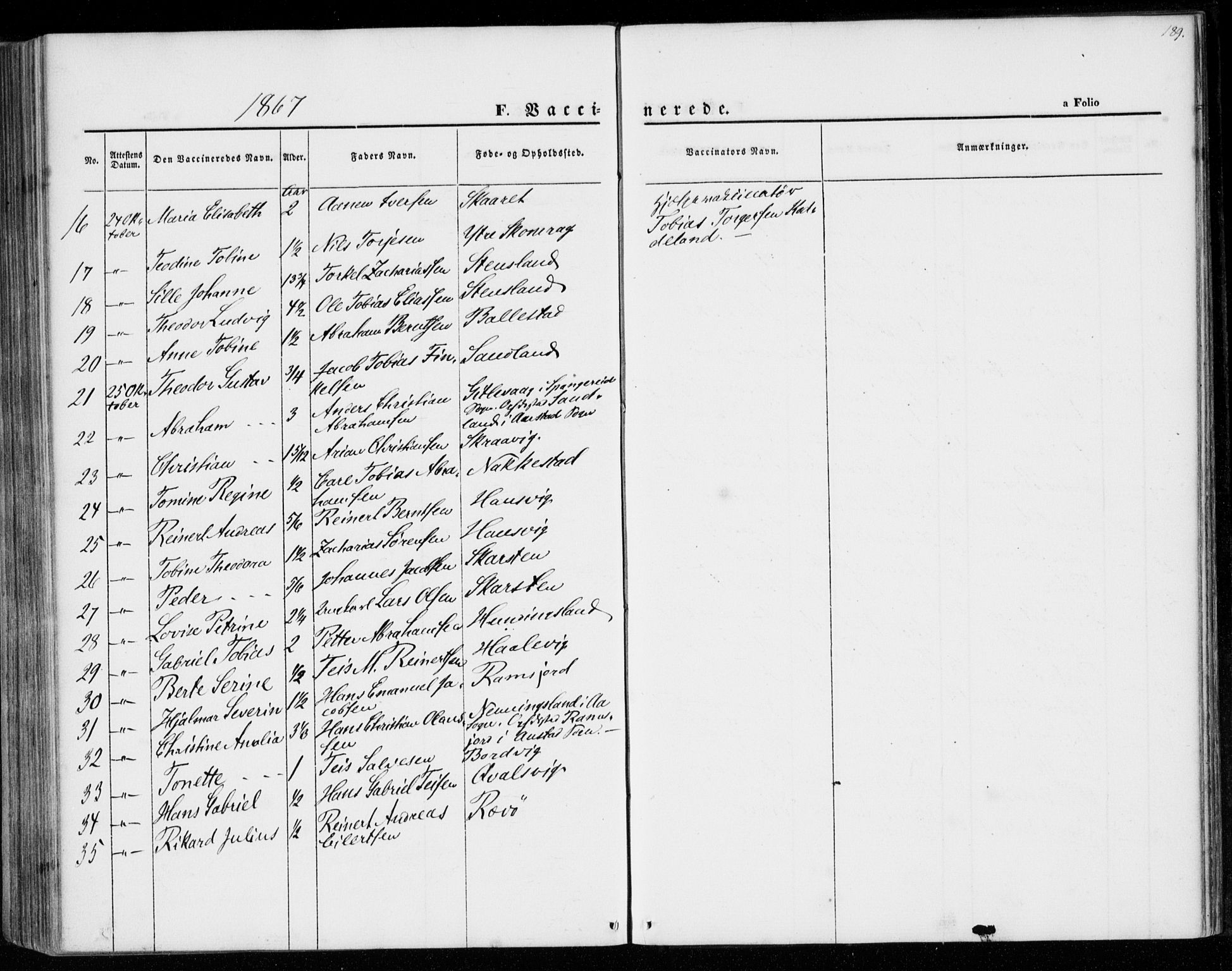 Lyngdal sokneprestkontor, AV/SAK-1111-0029/F/Fa/Faa/L0002: Parish register (official) no. A 2, 1858-1870, p. 189