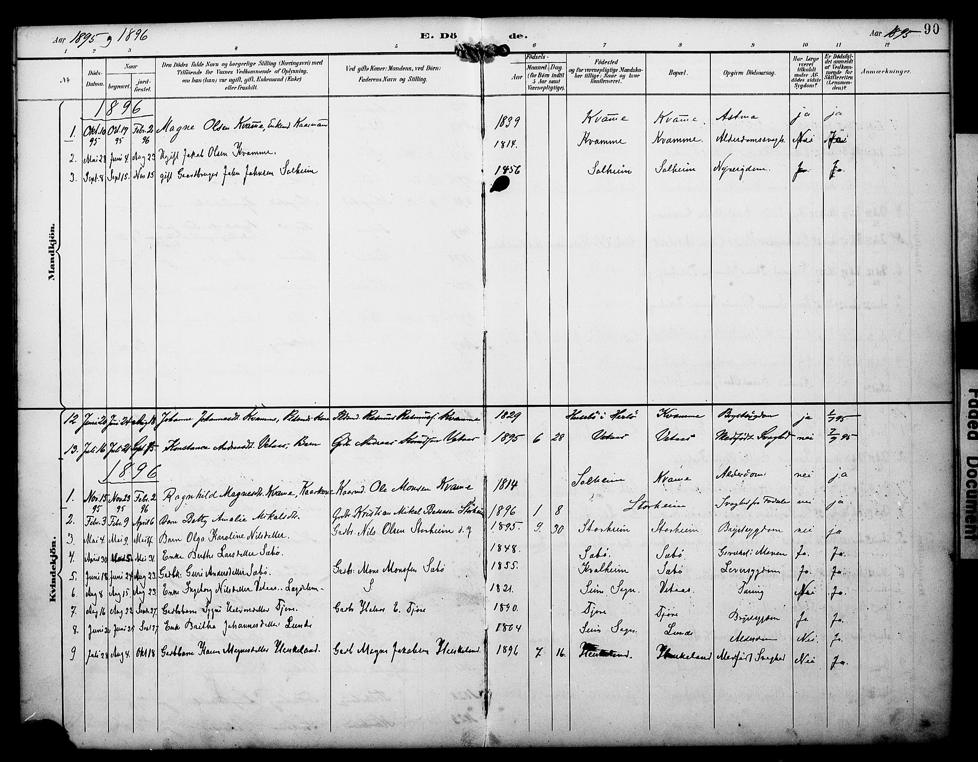 Manger sokneprestembete, AV/SAB-A-76801/H/Haa: Parish register (official) no. D 2, 1894-1908, p. 90