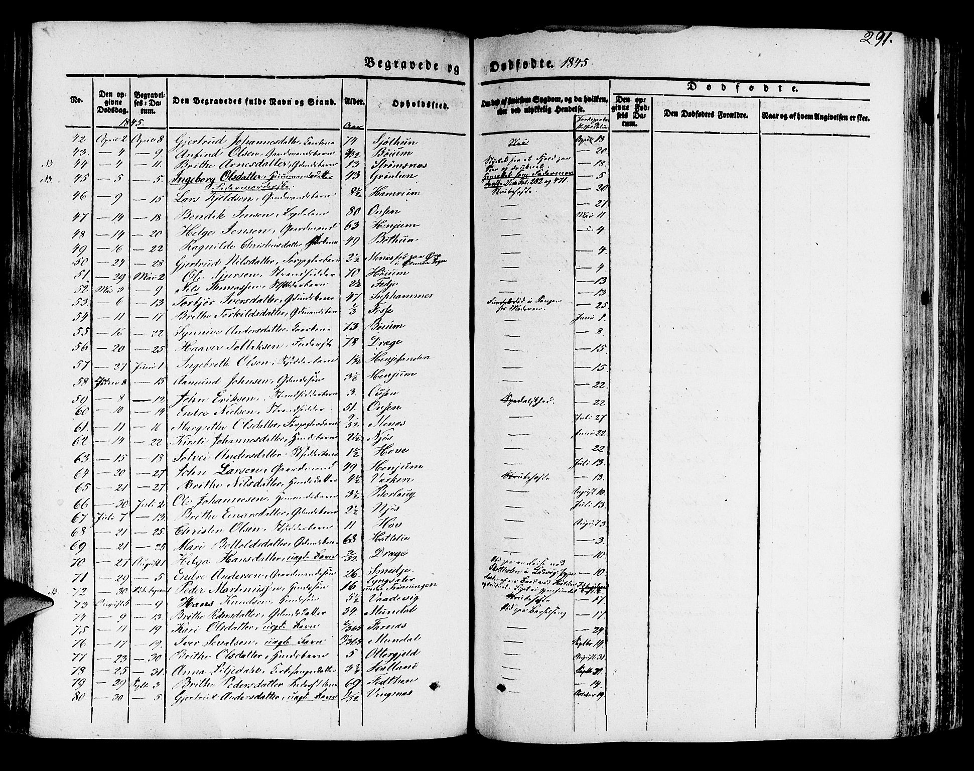 Leikanger sokneprestembete, AV/SAB-A-81001/H/Haa/Haaa/L0007: Parish register (official) no. A 7, 1838-1851, p. 291