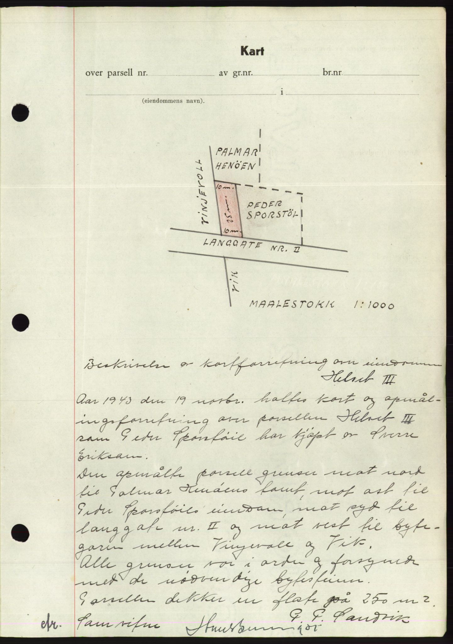 Søre Sunnmøre sorenskriveri, AV/SAT-A-4122/1/2/2C/L0075: Mortgage book no. 1A, 1943-1943, Diary no: : 1075/1943