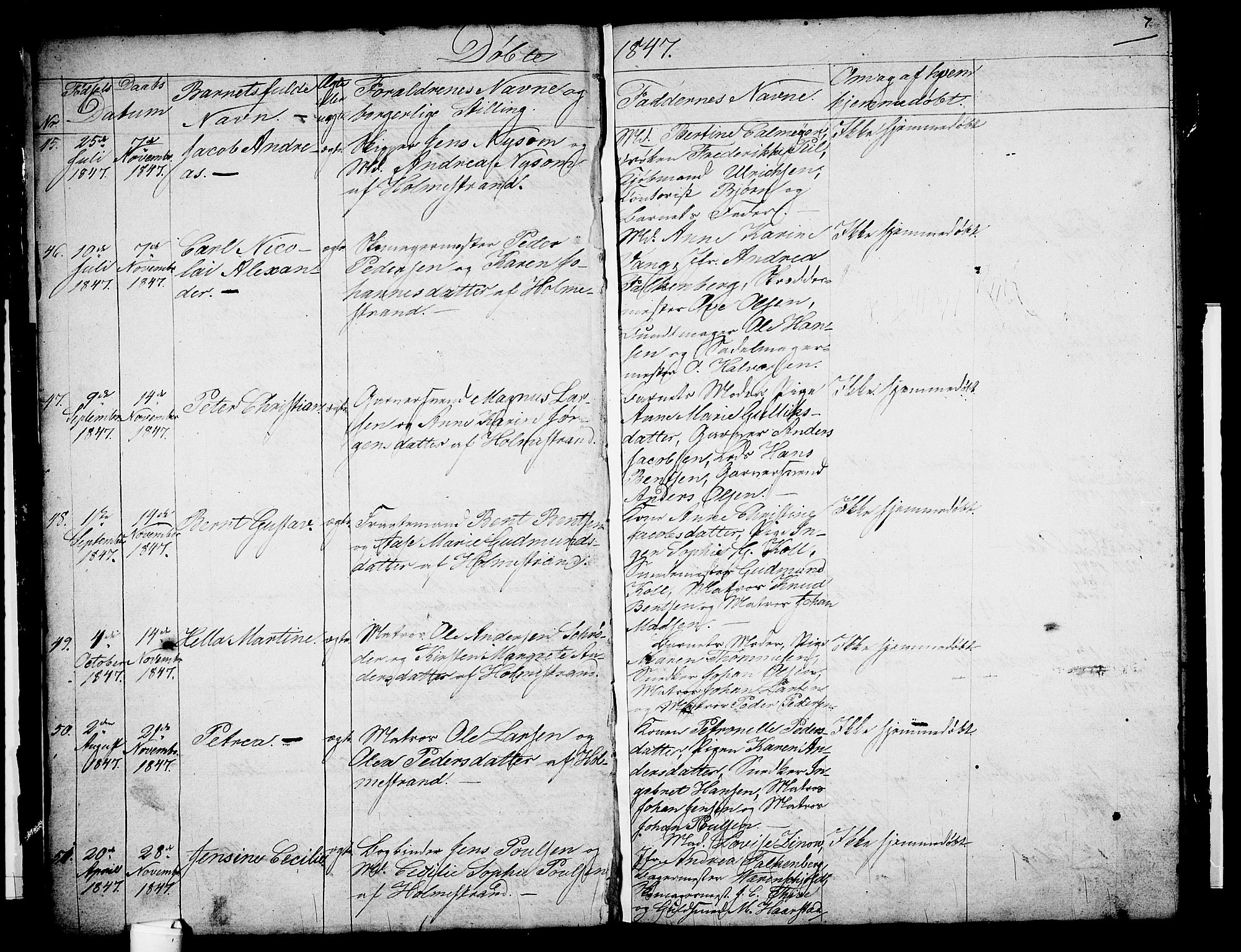 Holmestrand kirkebøker, AV/SAKO-A-346/G/Ga/L0002: Parish register (copy) no. 2, 1846-1849, p. 7