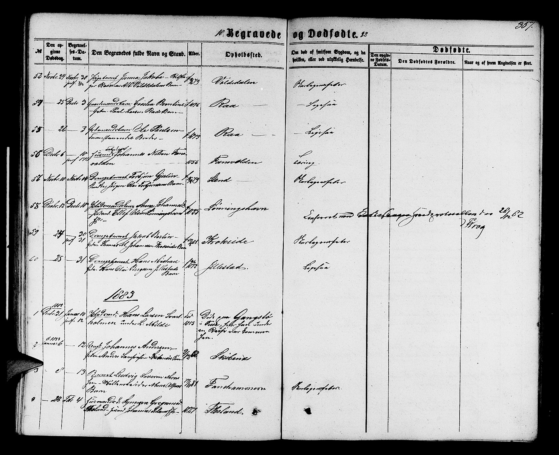 Fana Sokneprestembete, SAB/A-75101/H/Hab/Habb/L0003: Parish register (copy) no. B 3, 1861-1888, p. 357