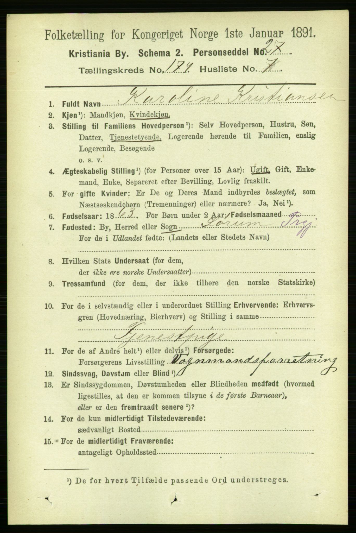 RA, 1891 census for 0301 Kristiania, 1891, p. 108147