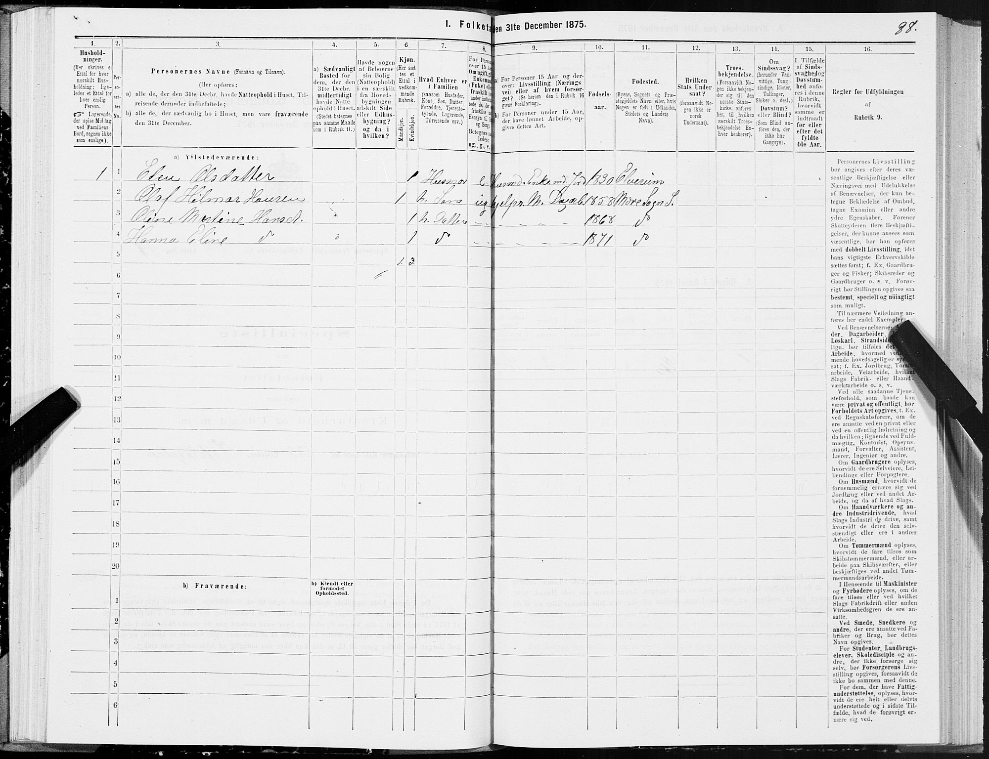 SAT, 1875 census for 1731P Sparbu, 1875, p. 3088