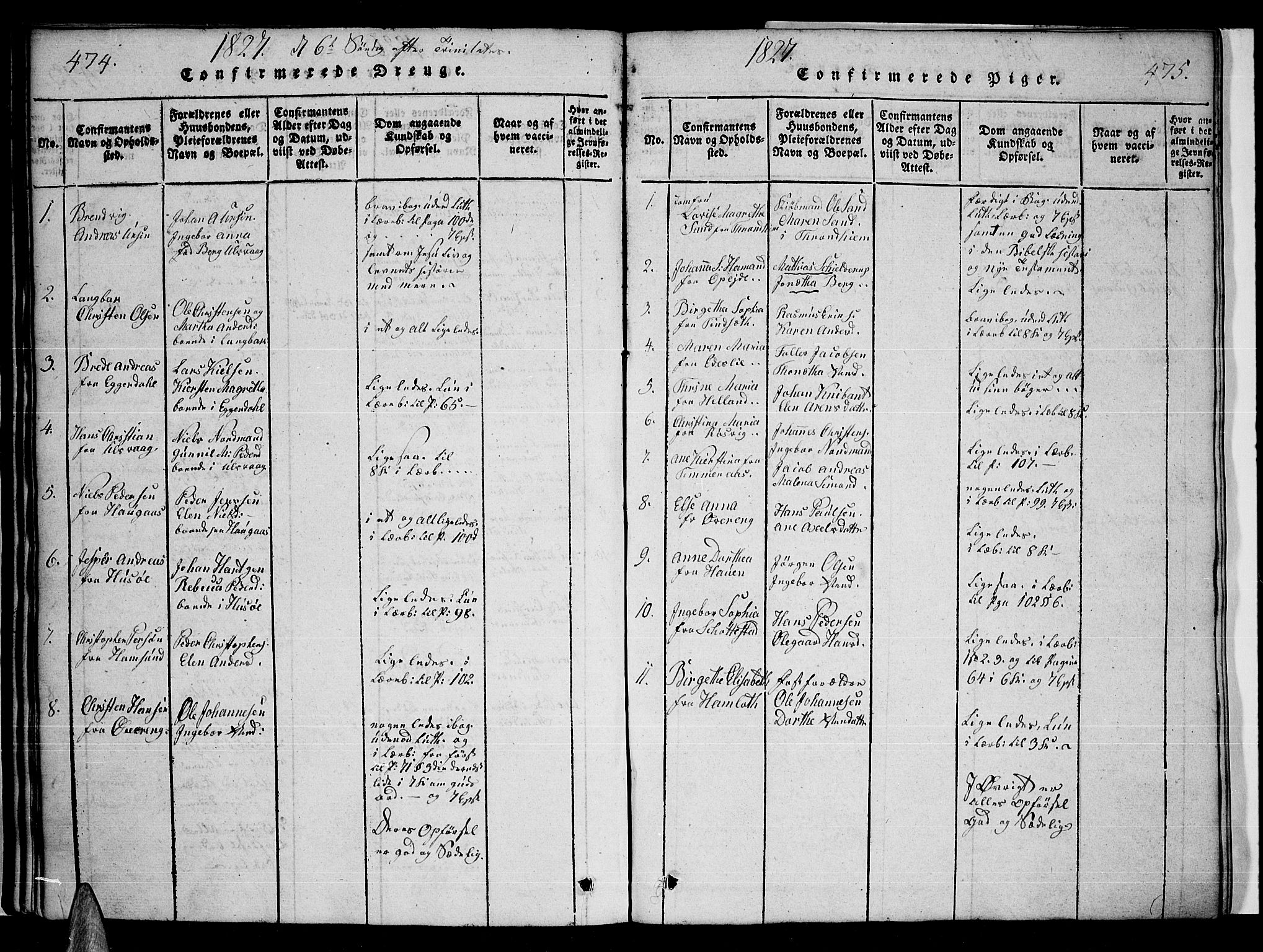 Ministerialprotokoller, klokkerbøker og fødselsregistre - Nordland, AV/SAT-A-1459/859/L0842: Parish register (official) no. 859A02, 1821-1839, p. 474-475