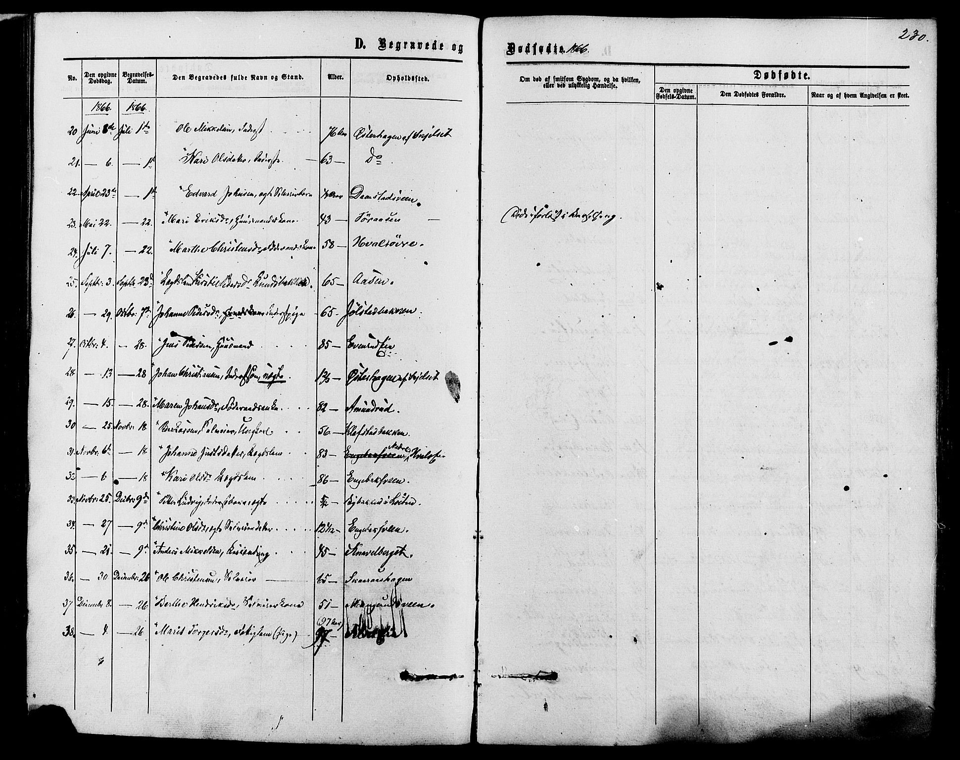 Romedal prestekontor, SAH/PREST-004/K/L0006: Parish register (official) no. 6, 1866-1886, p. 230