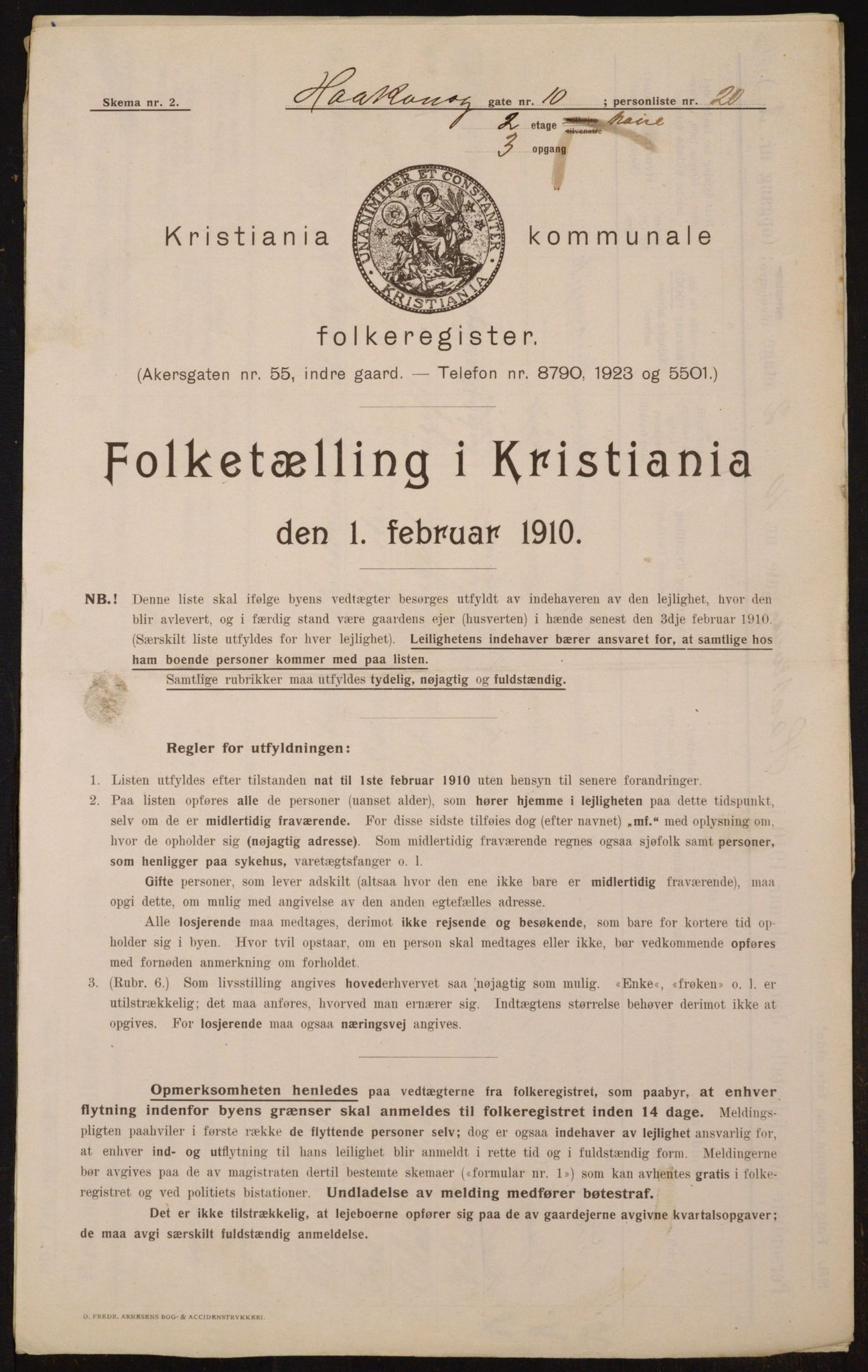 OBA, Municipal Census 1910 for Kristiania, 1910, p. 41848