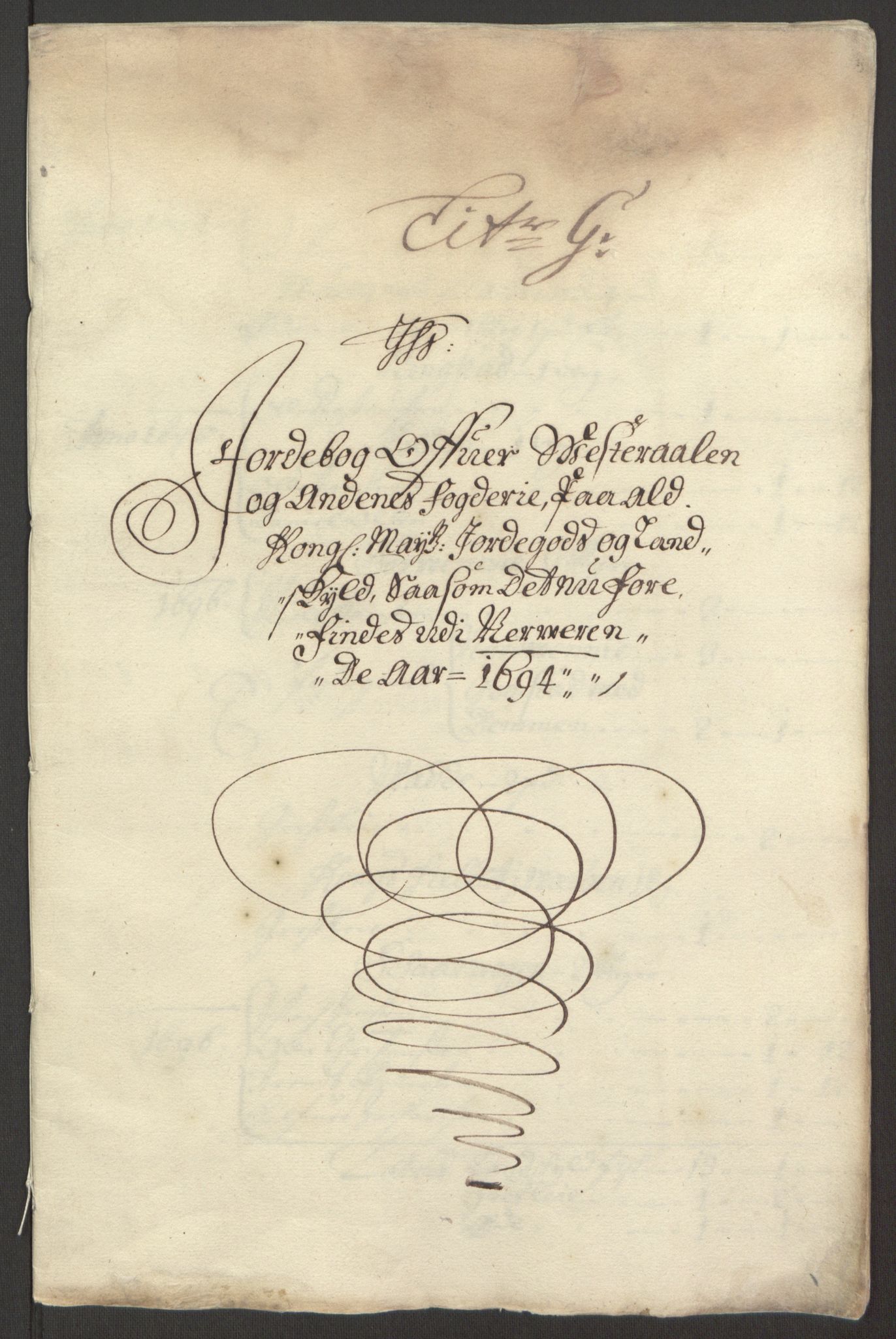 Rentekammeret inntil 1814, Reviderte regnskaper, Fogderegnskap, RA/EA-4092/R67/L4677: Fogderegnskap Vesterålen, Andenes og Lofoten, 1694-1695, p. 98