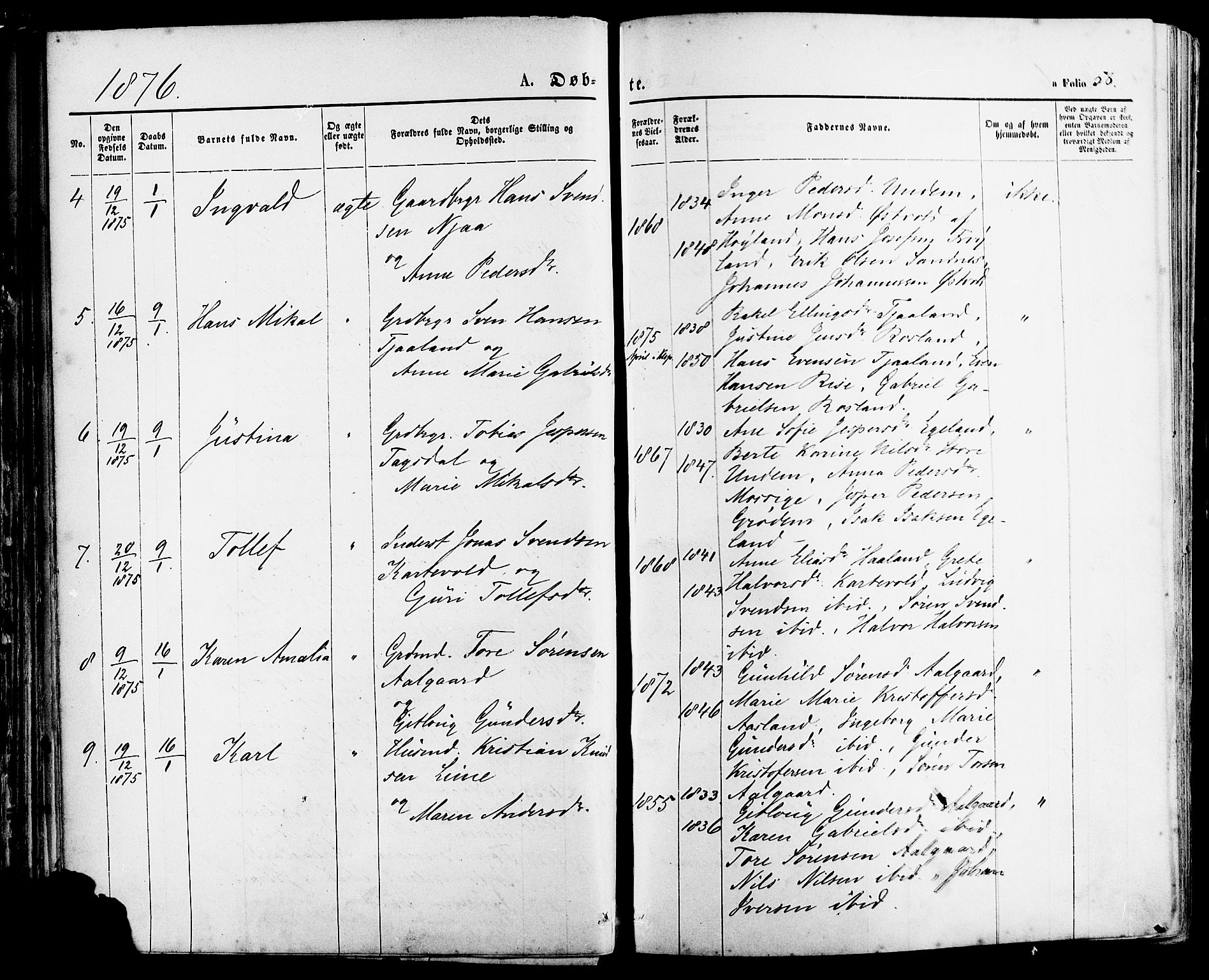 Lye sokneprestkontor, AV/SAST-A-101794/001/30BA/L0008: Parish register (official) no. A 7, 1872-1881, p. 58