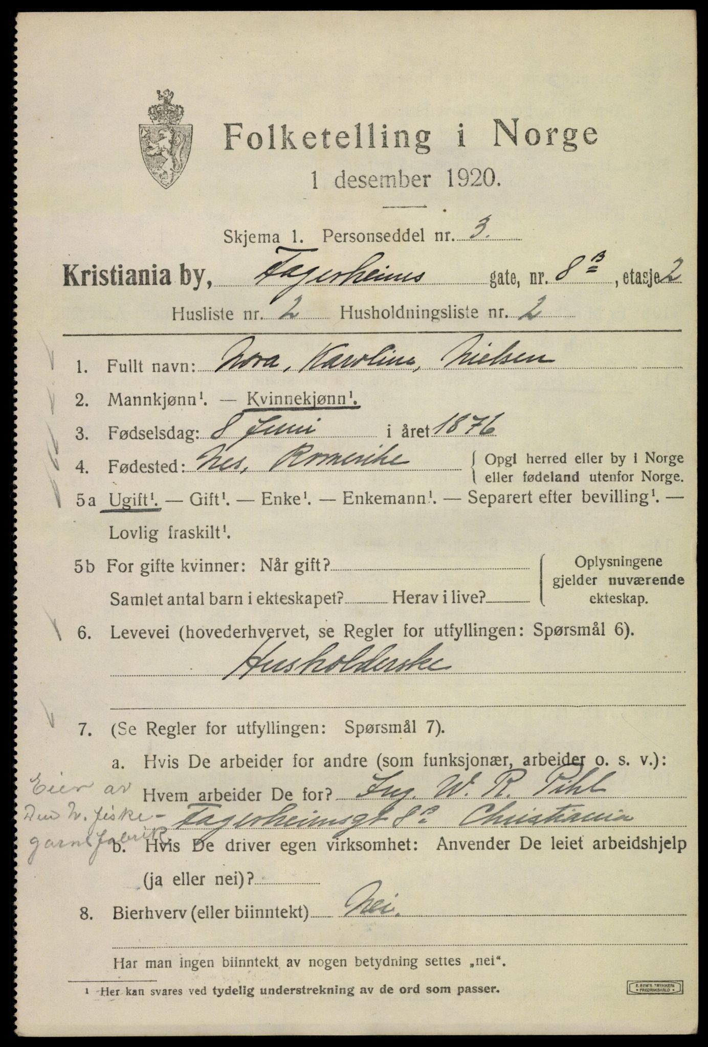 SAO, 1920 census for Kristiania, 1920, p. 225343