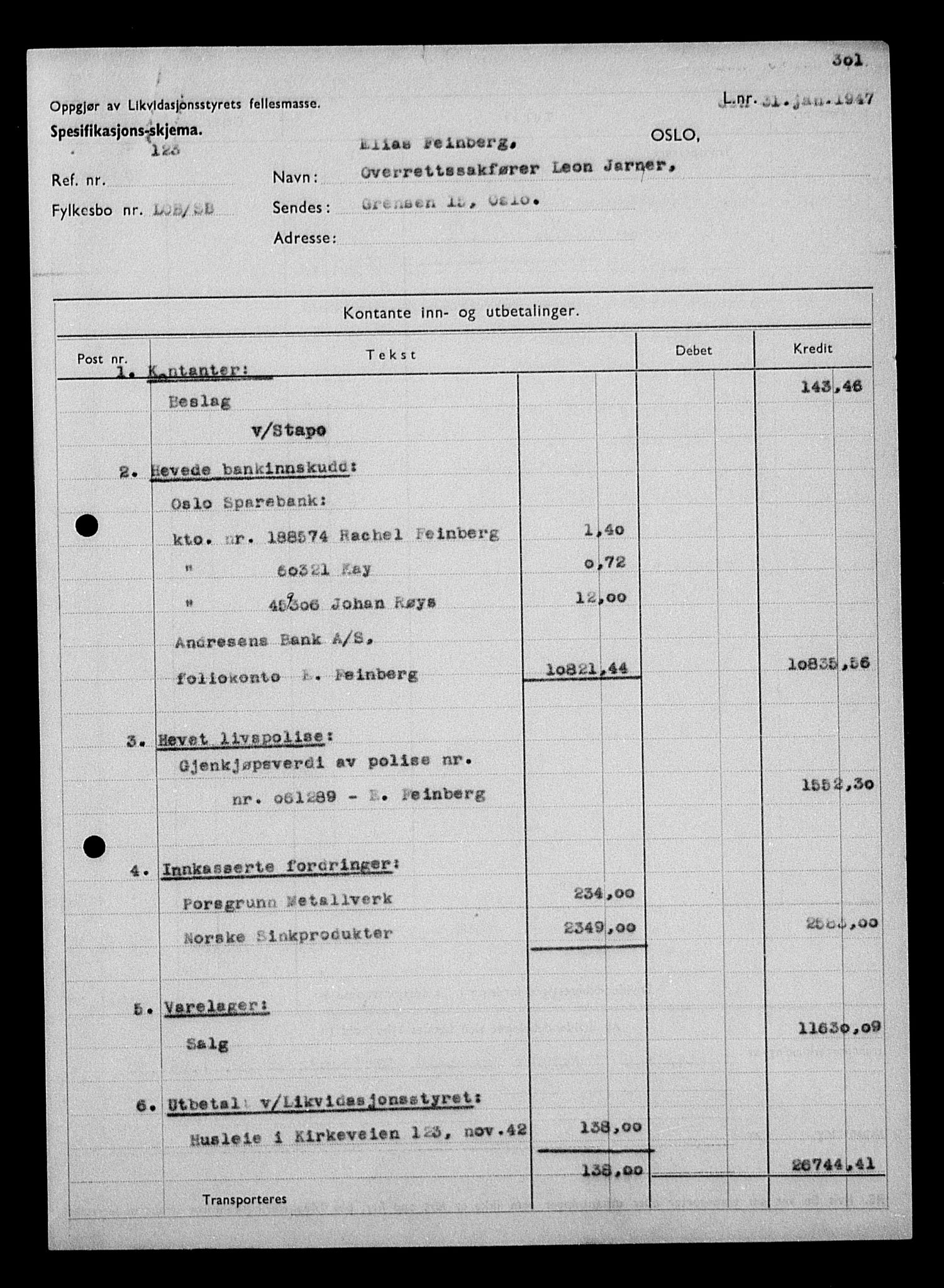 Justisdepartementet, Tilbakeføringskontoret for inndratte formuer, AV/RA-S-1564/H/Hc/Hcc/L0934: --, 1945-1947, p. 163