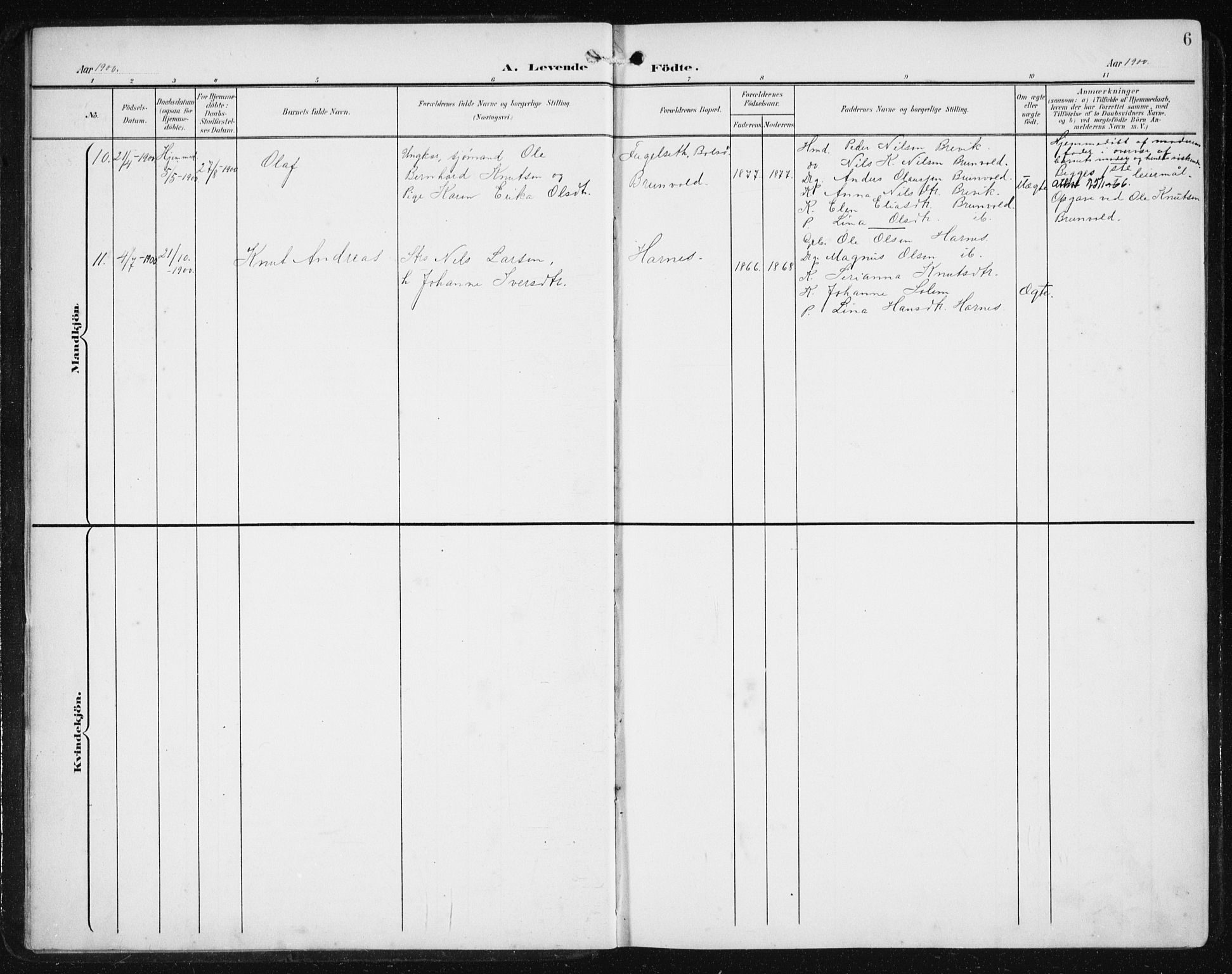 Ministerialprotokoller, klokkerbøker og fødselsregistre - Møre og Romsdal, SAT/A-1454/561/L0733: Parish register (copy) no. 561C03, 1900-1940, p. 6