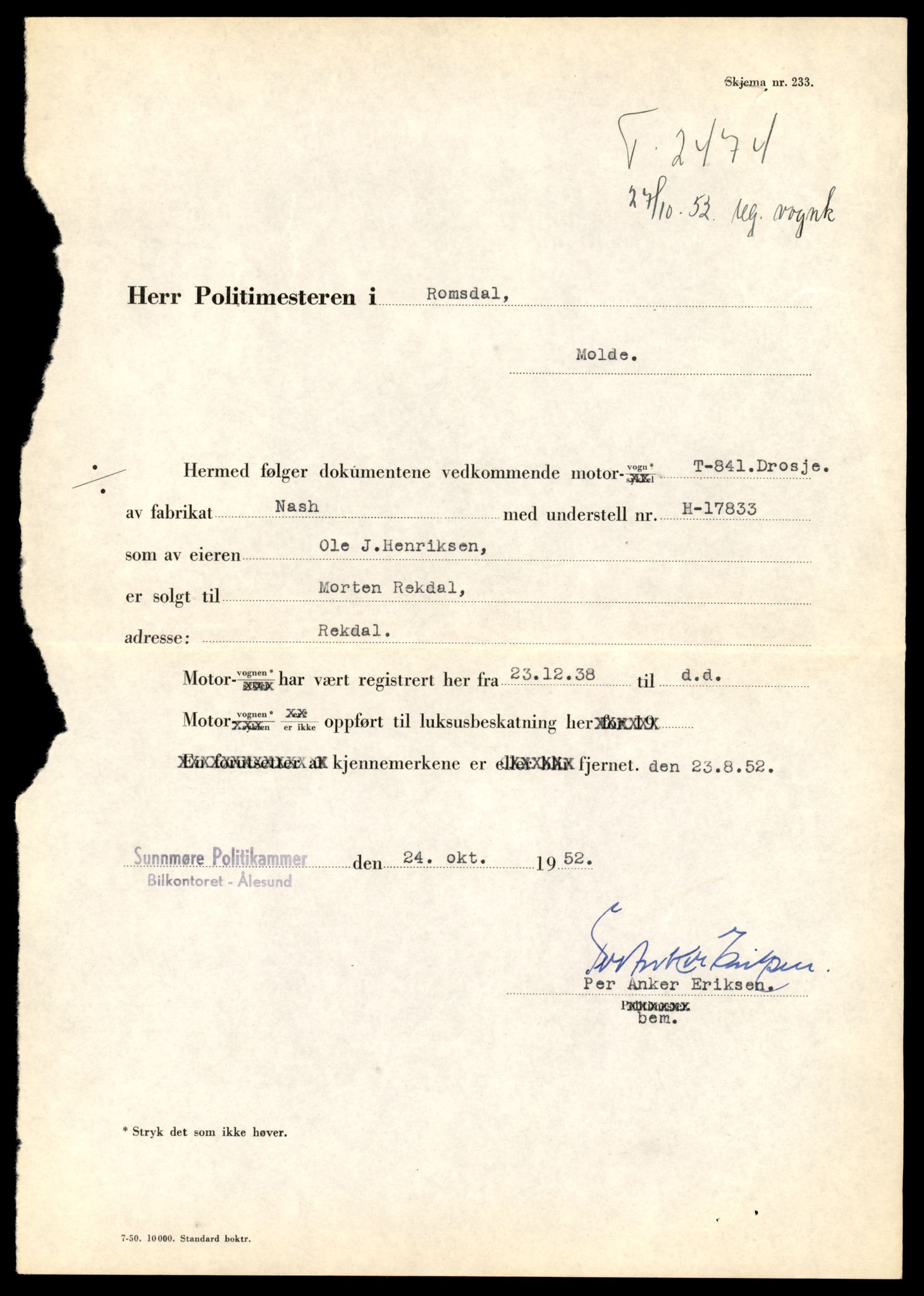 Møre og Romsdal vegkontor - Ålesund trafikkstasjon, AV/SAT-A-4099/F/Fe/L0017: Registreringskort for kjøretøy T 1985 - T 10090, 1927-1998, p. 557