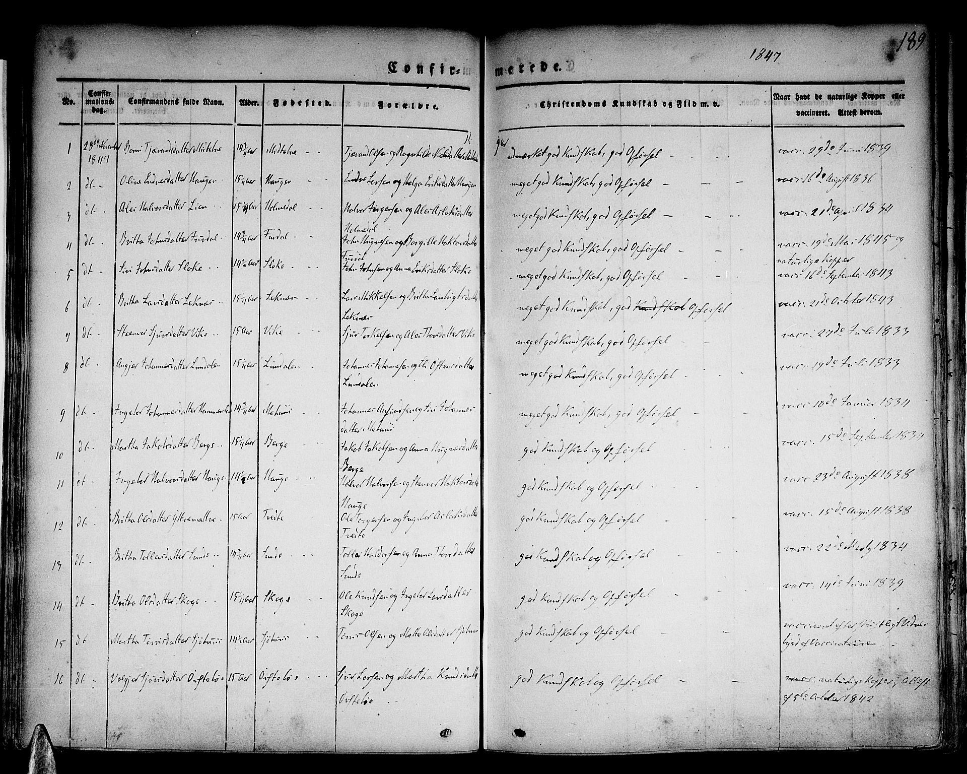 Skånevik sokneprestembete, AV/SAB-A-77801/H/Haa: Parish register (official) no. A 4, 1828-1848, p. 189