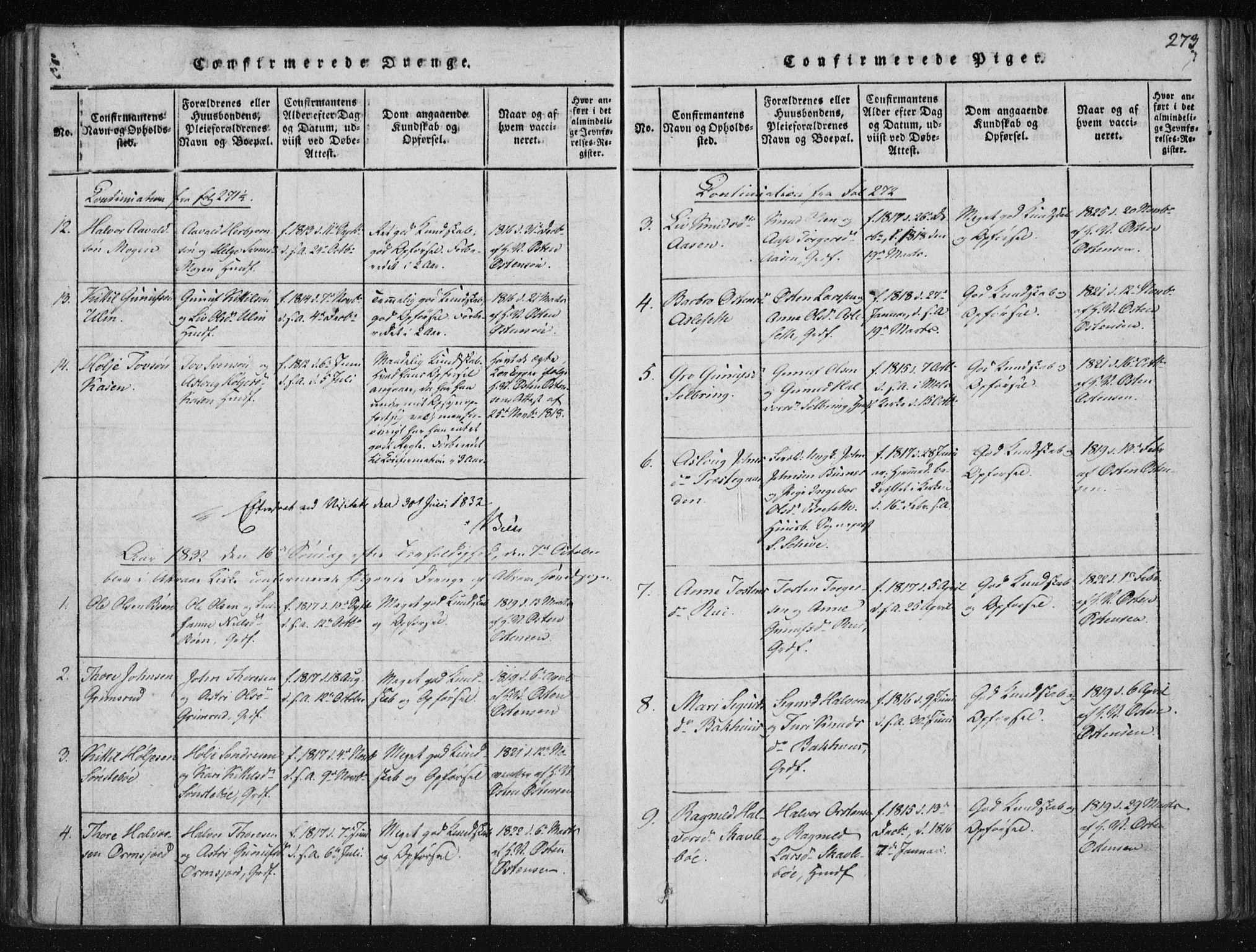 Tinn kirkebøker, AV/SAKO-A-308/F/Fa/L0004: Parish register (official) no. I 4, 1815-1843, p. 272b-273a