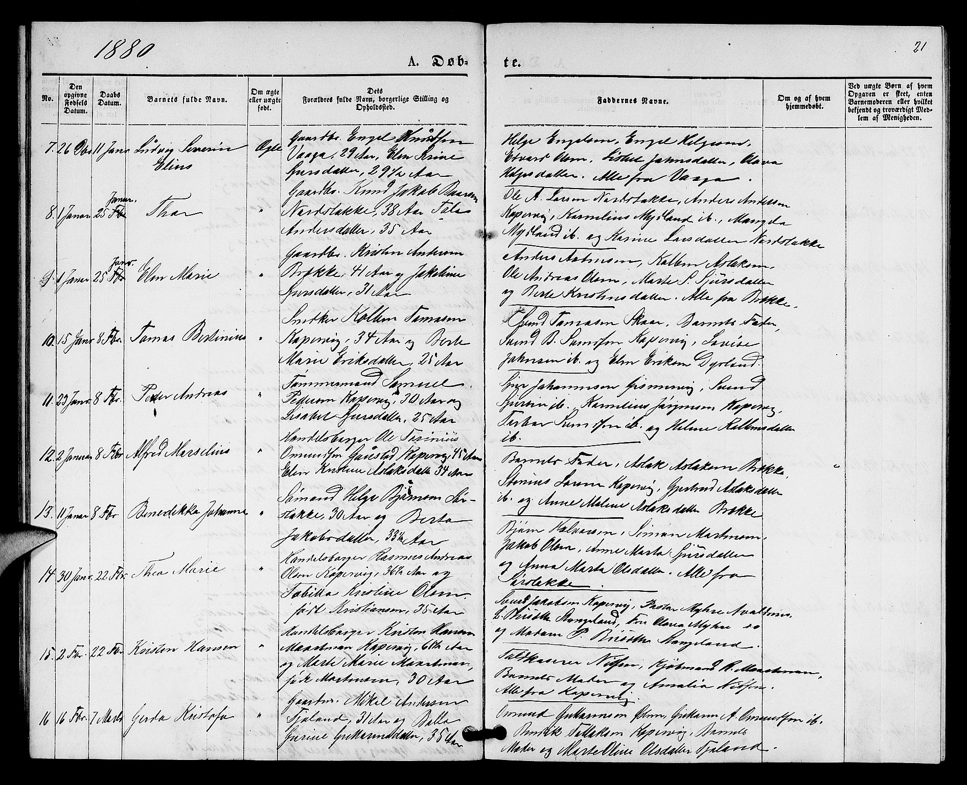 Kopervik sokneprestkontor, SAST/A-101850/H/Ha/Hab/L0001: Parish register (copy) no. B 1, 1877-1891, p. 21
