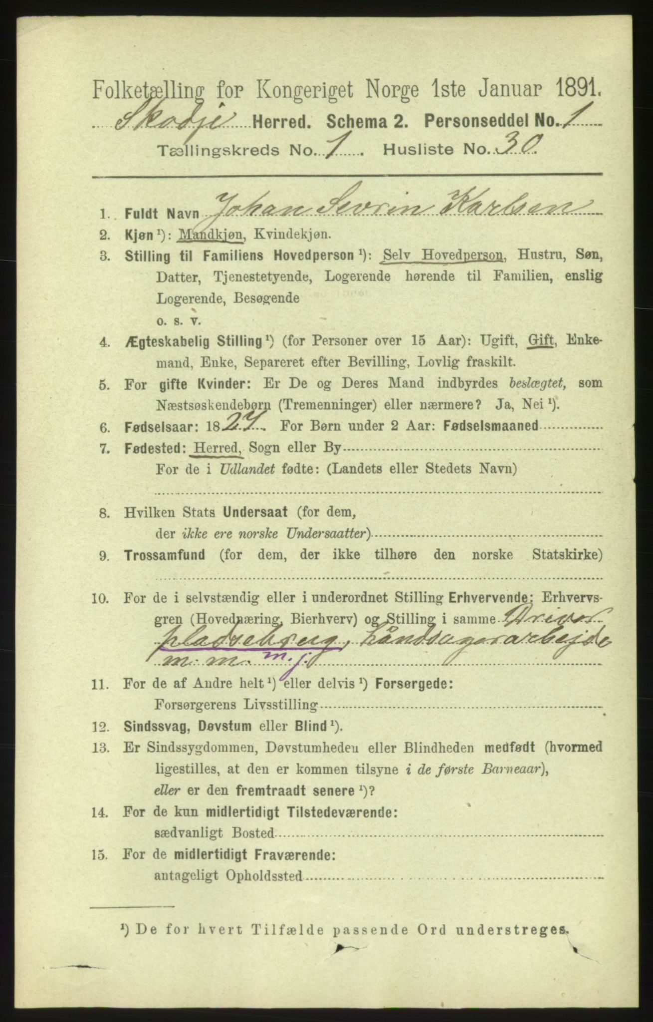 RA, 1891 census for 1529 Skodje, 1891, p. 241