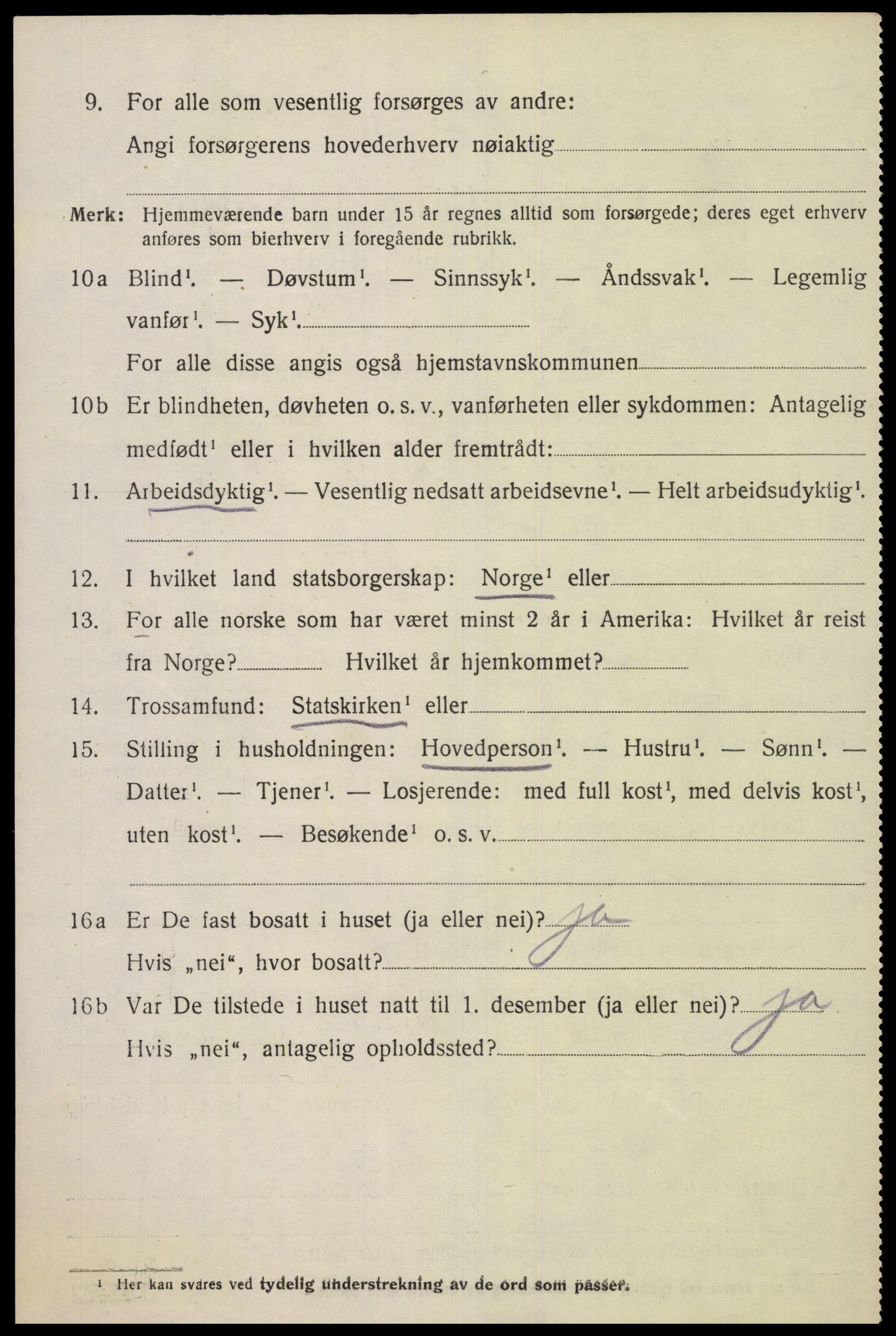 SAK, 1920 census for Oddernes, 1920, p. 10568