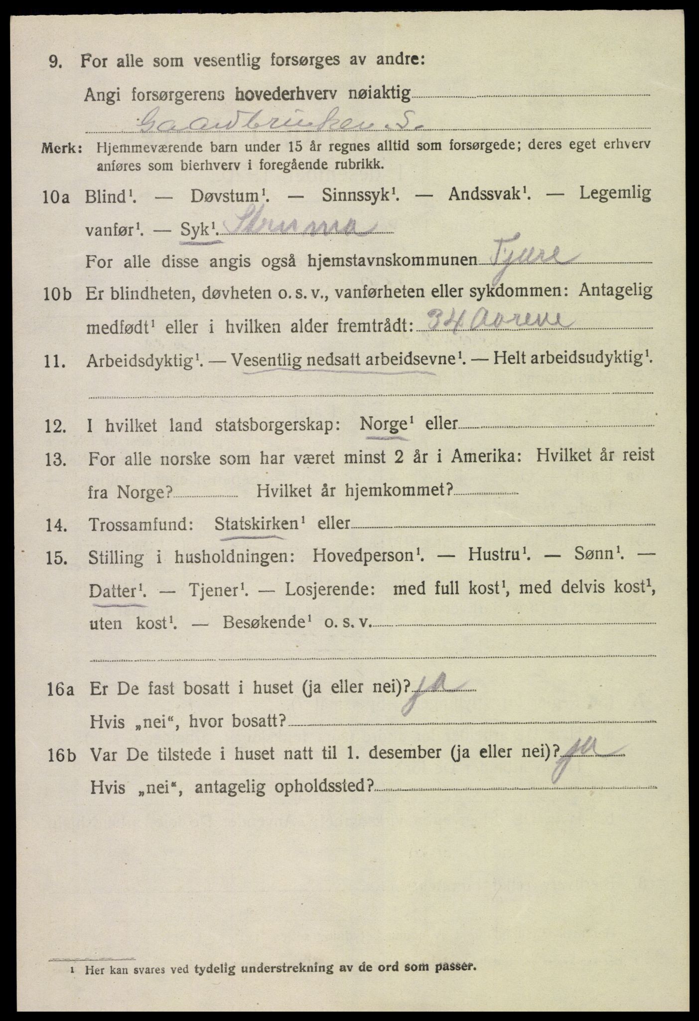 SAK, 1920 census for Fjære, 1920, p. 10042