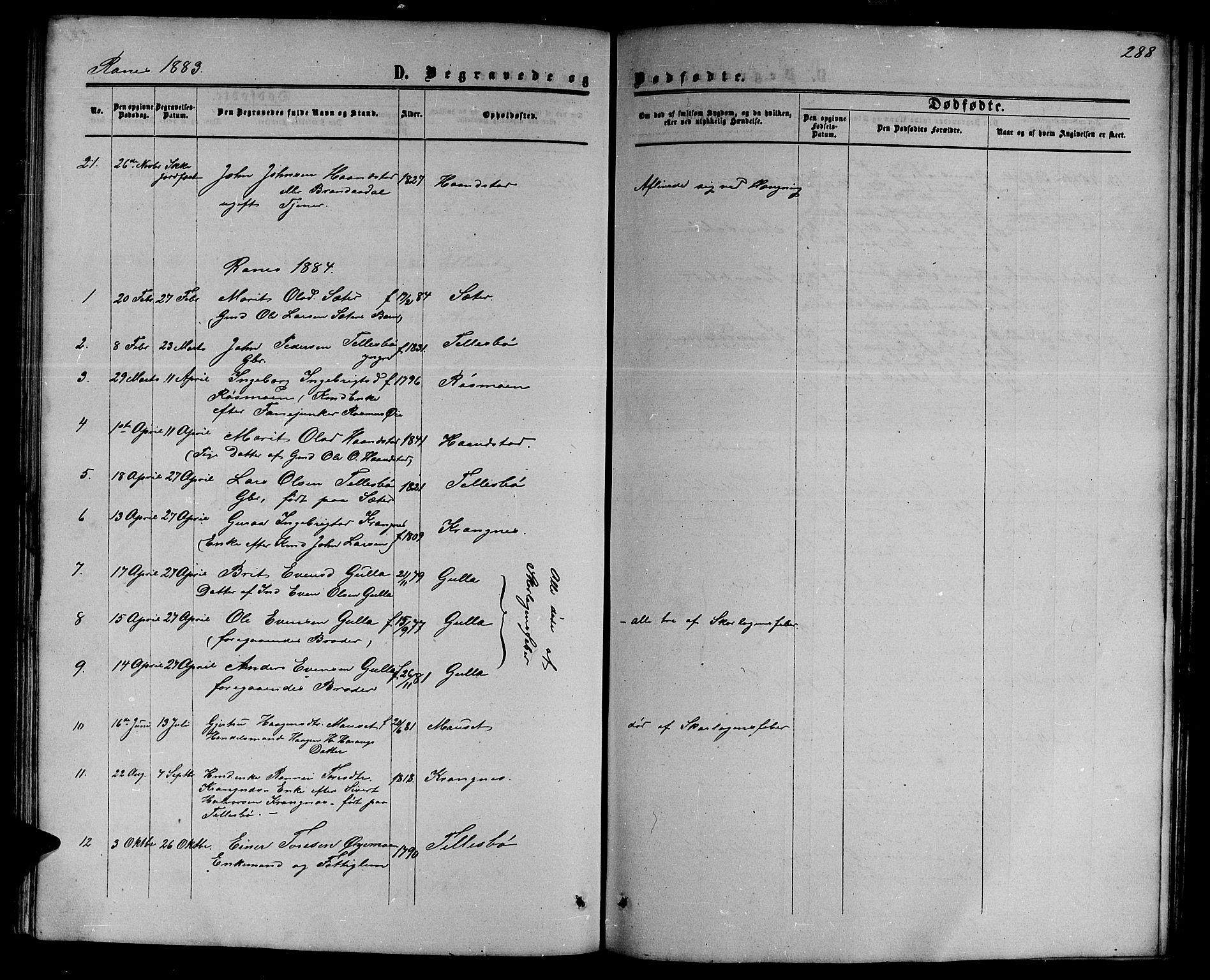 Ministerialprotokoller, klokkerbøker og fødselsregistre - Møre og Romsdal, SAT/A-1454/595/L1051: Parish register (copy) no. 595C03, 1866-1891, p. 288