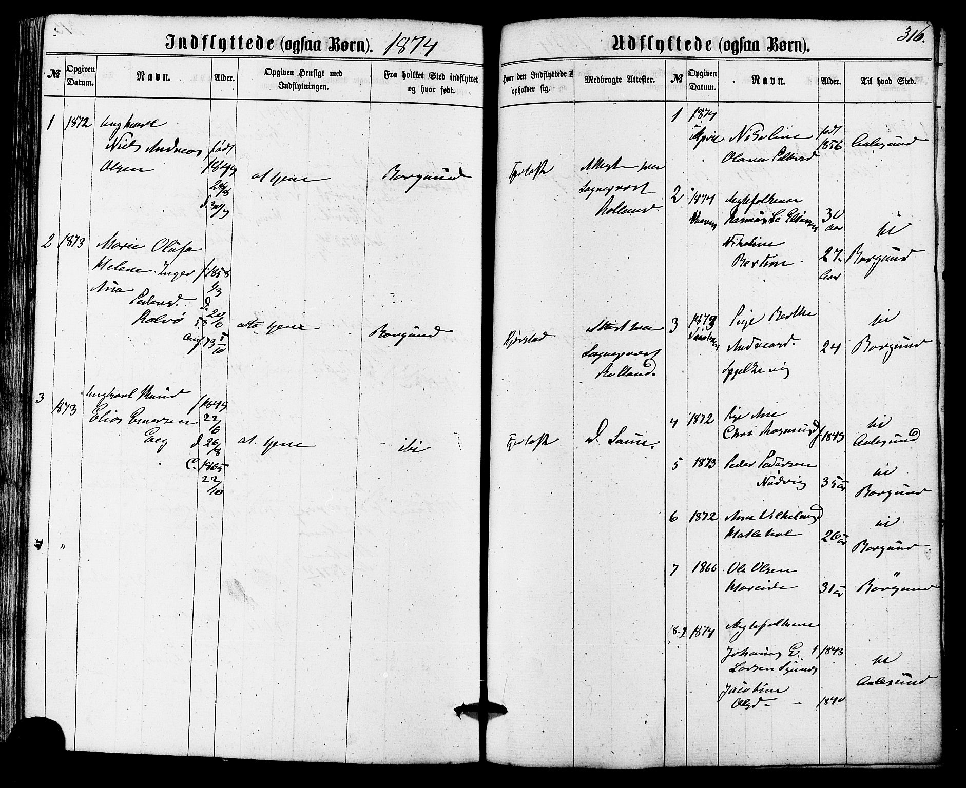 Ministerialprotokoller, klokkerbøker og fødselsregistre - Møre og Romsdal, AV/SAT-A-1454/536/L0498: Parish register (official) no. 536A07, 1862-1875, p. 316