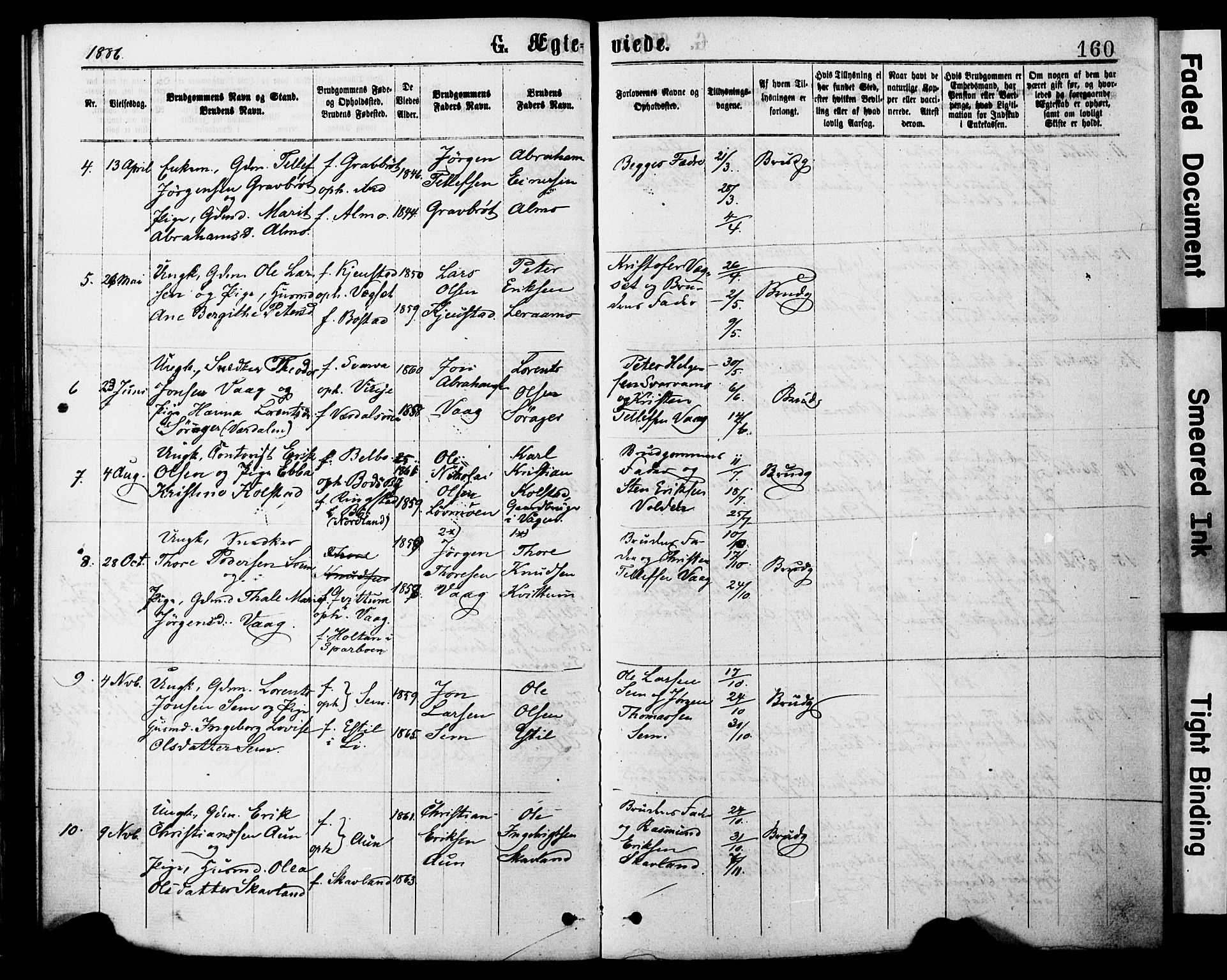 Ministerialprotokoller, klokkerbøker og fødselsregistre - Nord-Trøndelag, SAT/A-1458/749/L0473: Parish register (official) no. 749A07, 1873-1887, p. 160