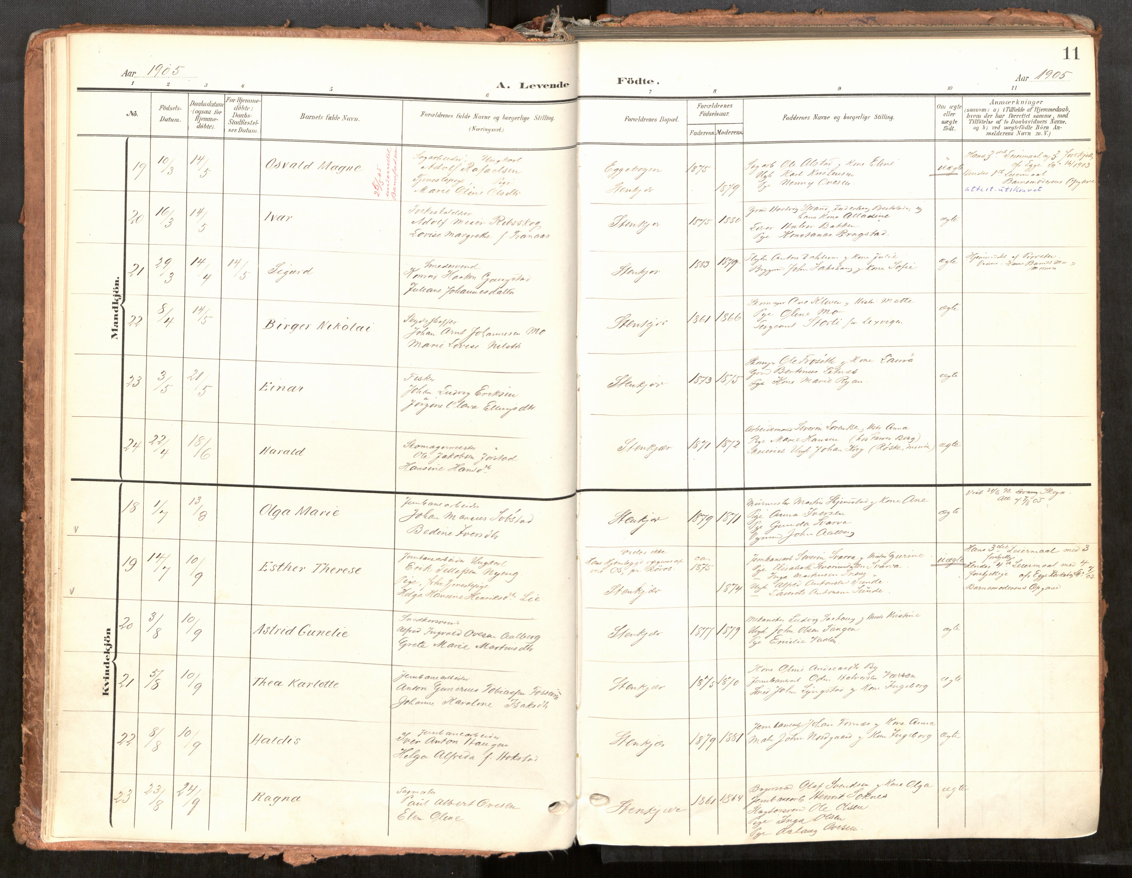 Steinkjer sokneprestkontor, AV/SAT-A-1541/01/H/Ha/Haa/L0001: Parish register (official) no. 1, 1904-1912, p. 11