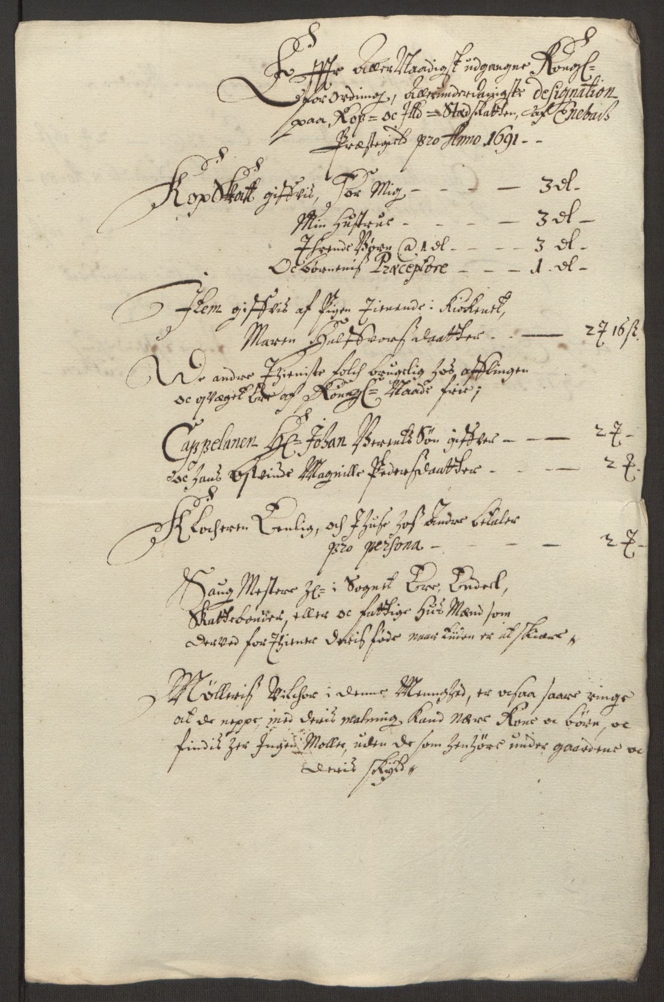 Rentekammeret inntil 1814, Reviderte regnskaper, Fogderegnskap, AV/RA-EA-4092/R11/L0575: Fogderegnskap Nedre Romerike, 1691, p. 162