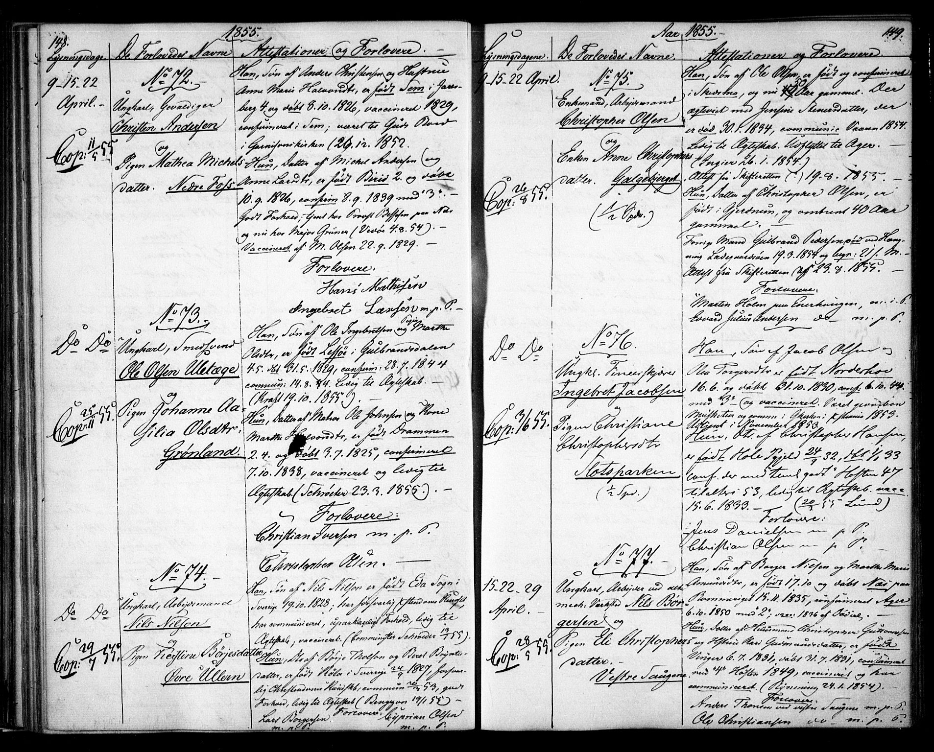 Aker prestekontor kirkebøker, AV/SAO-A-10861/H/L0005: Banns register no. 5, 1853-1864, p. 148-149