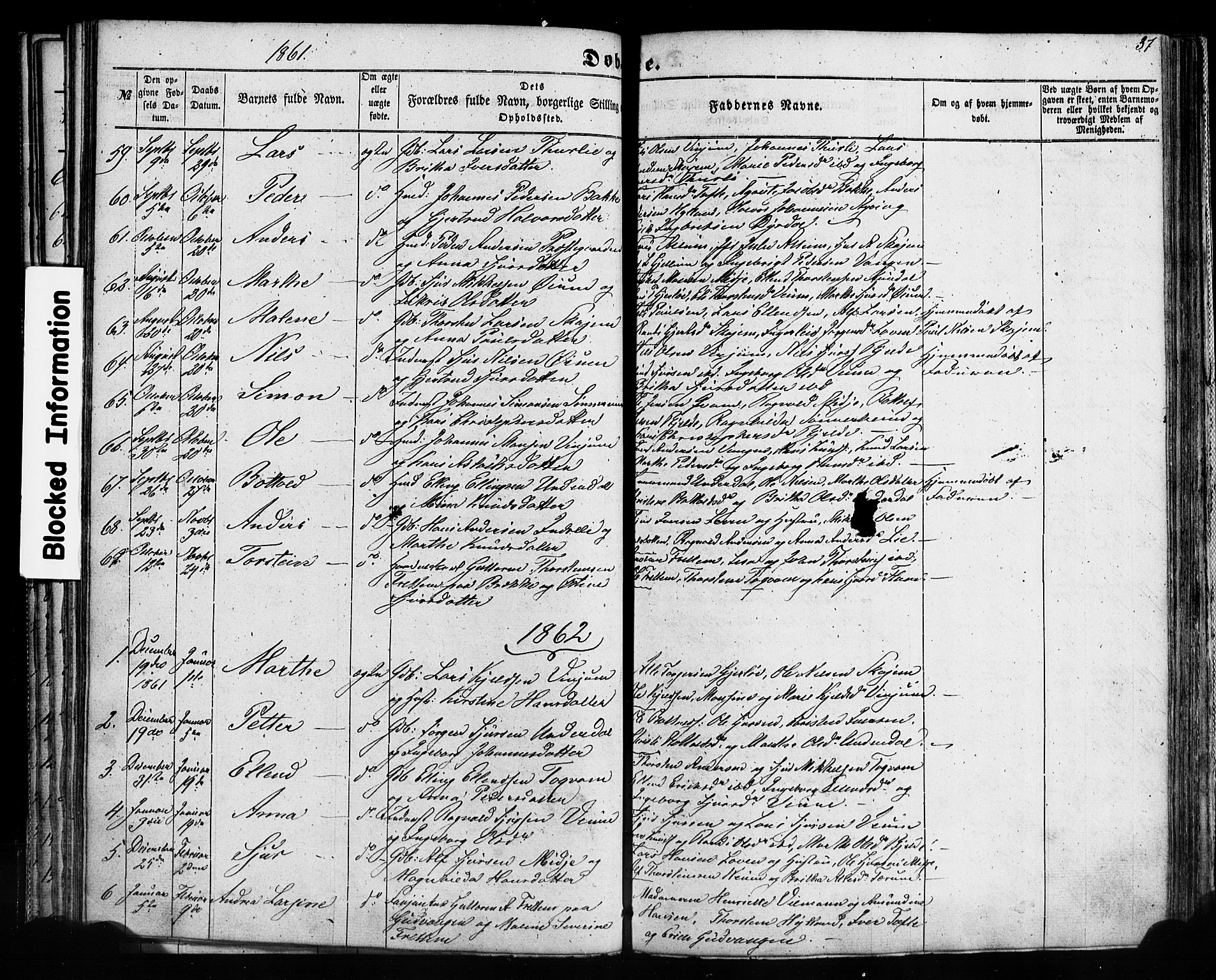 Aurland sokneprestembete, SAB/A-99937/H/Ha/Haa/L0008: Parish register (official) no. A 8, 1853-1879, p. 37