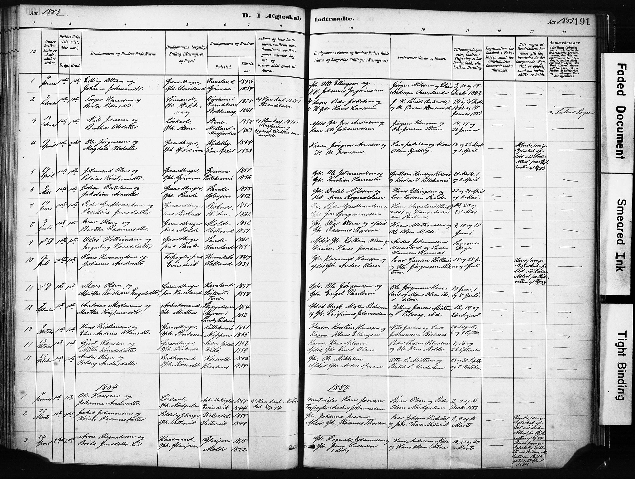 Gulen sokneprestembete, SAB/A-80201/H/Haa/Haab/L0001: Parish register (official) no. B 1, 1881-1905, p. 191