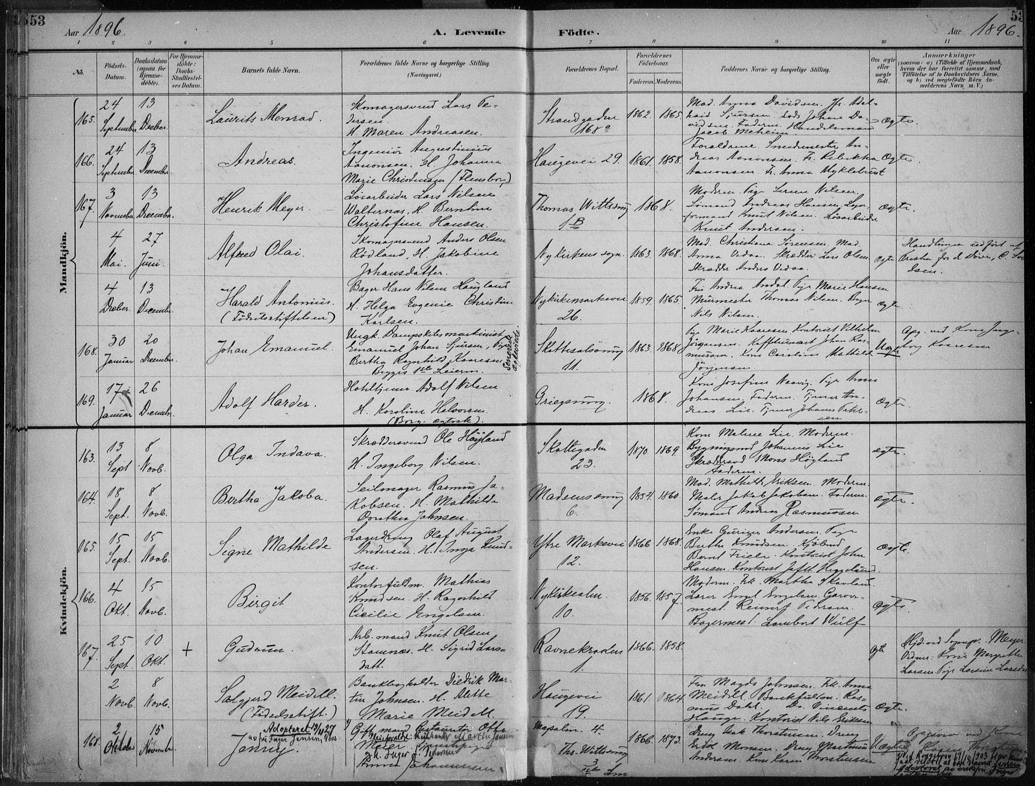 Nykirken Sokneprestembete, AV/SAB-A-77101/H/Haa/L0018: Parish register (official) no. B 6, 1895-1903, p. 53