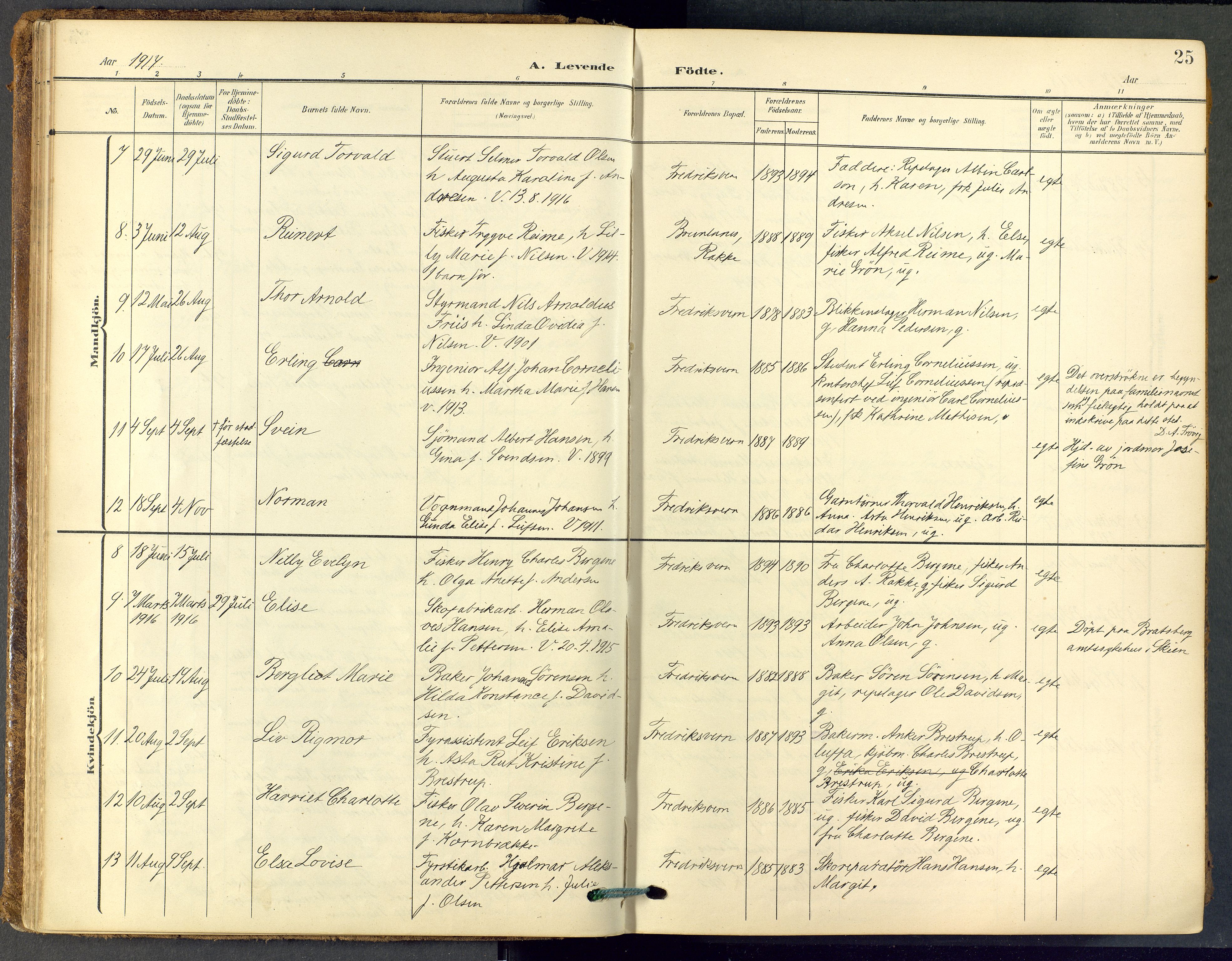 Stavern kirkebøker, SAKO/A-318/F/Fa/L0009: Parish register (official) no. 9, 1906-1955, p. 25