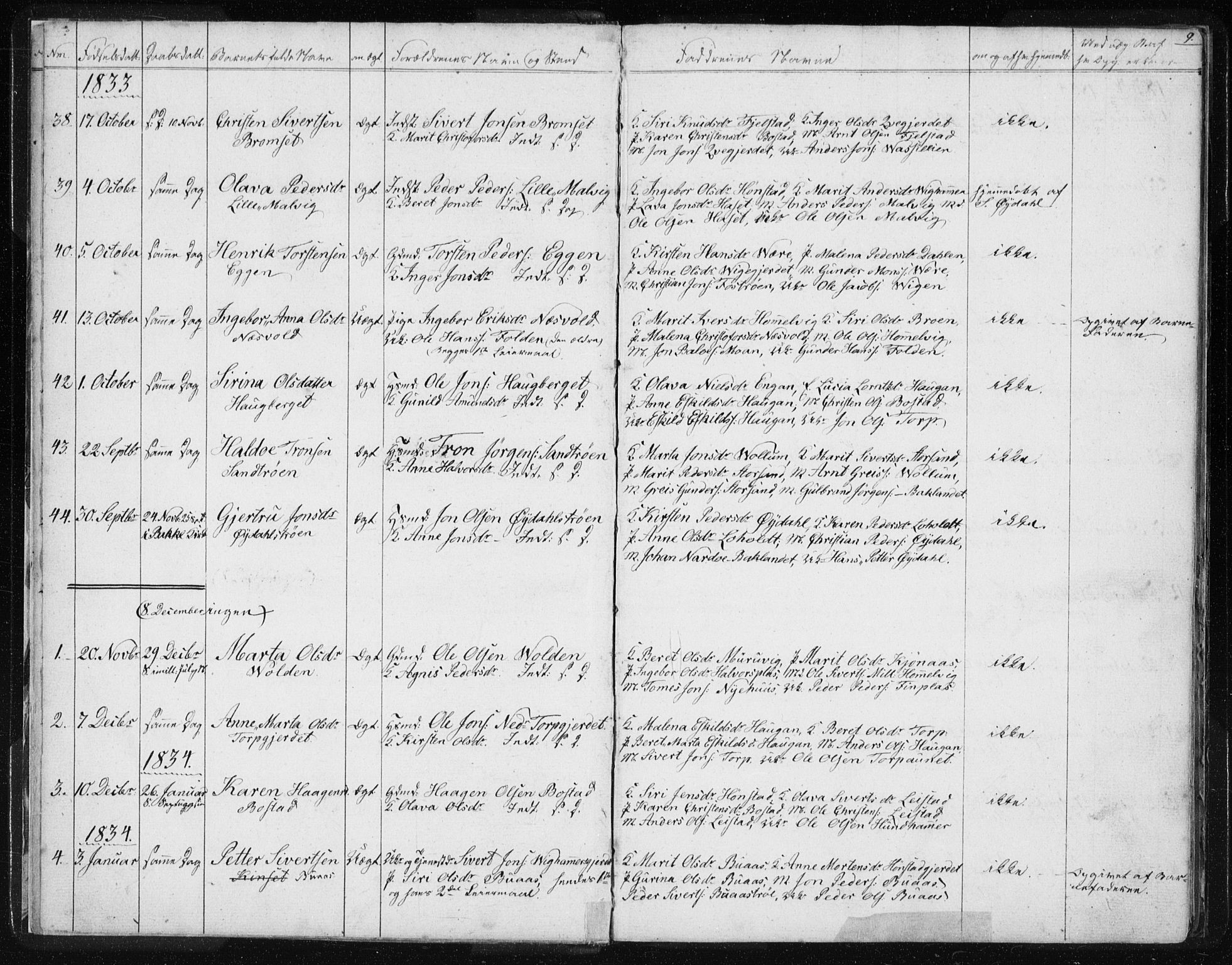 Ministerialprotokoller, klokkerbøker og fødselsregistre - Sør-Trøndelag, SAT/A-1456/616/L0405: Parish register (official) no. 616A02, 1831-1842, p. 9
