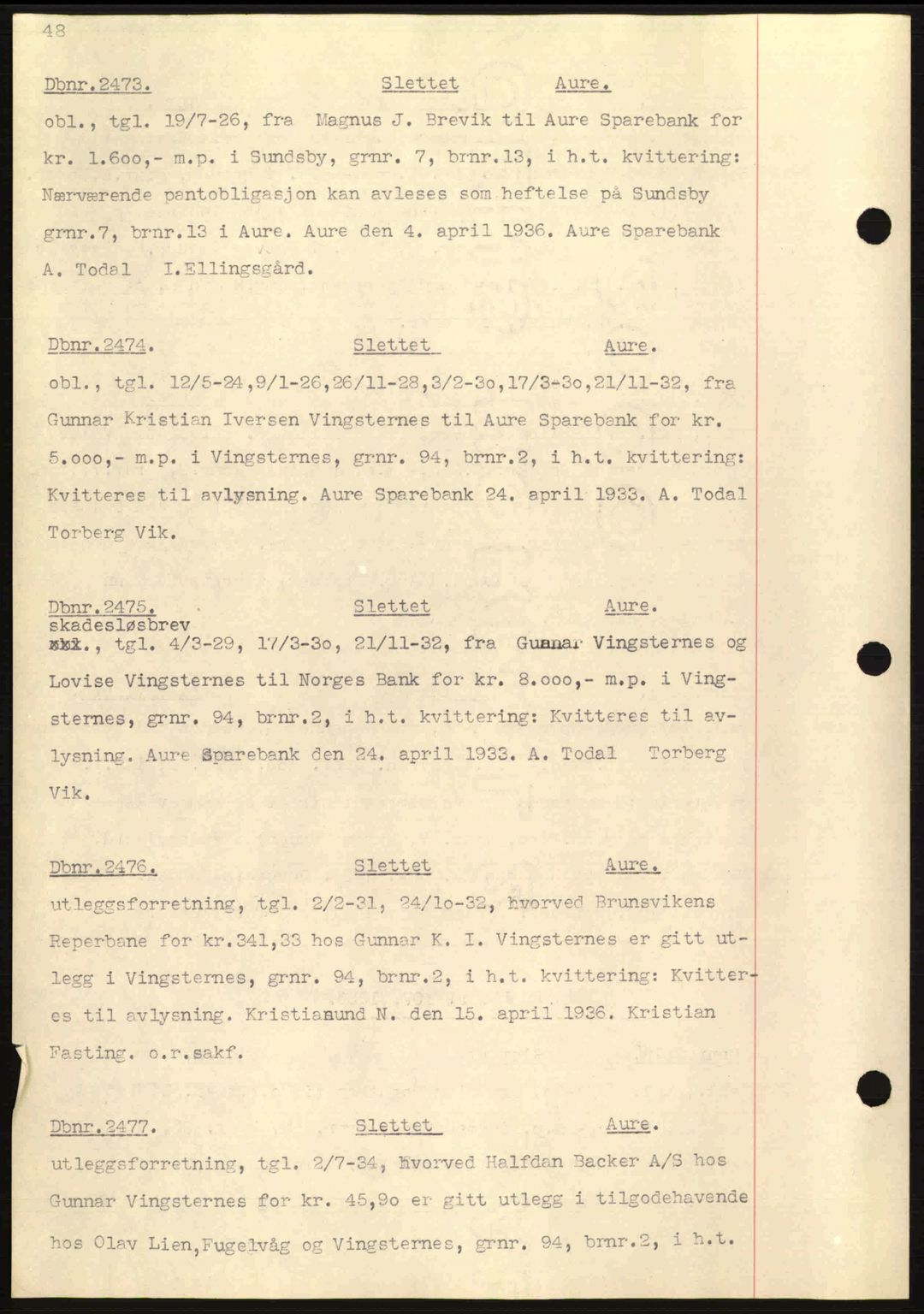 Nordmøre sorenskriveri, AV/SAT-A-4132/1/2/2Ca: Mortgage book no. C80, 1936-1939, Diary no: : 2473/1936