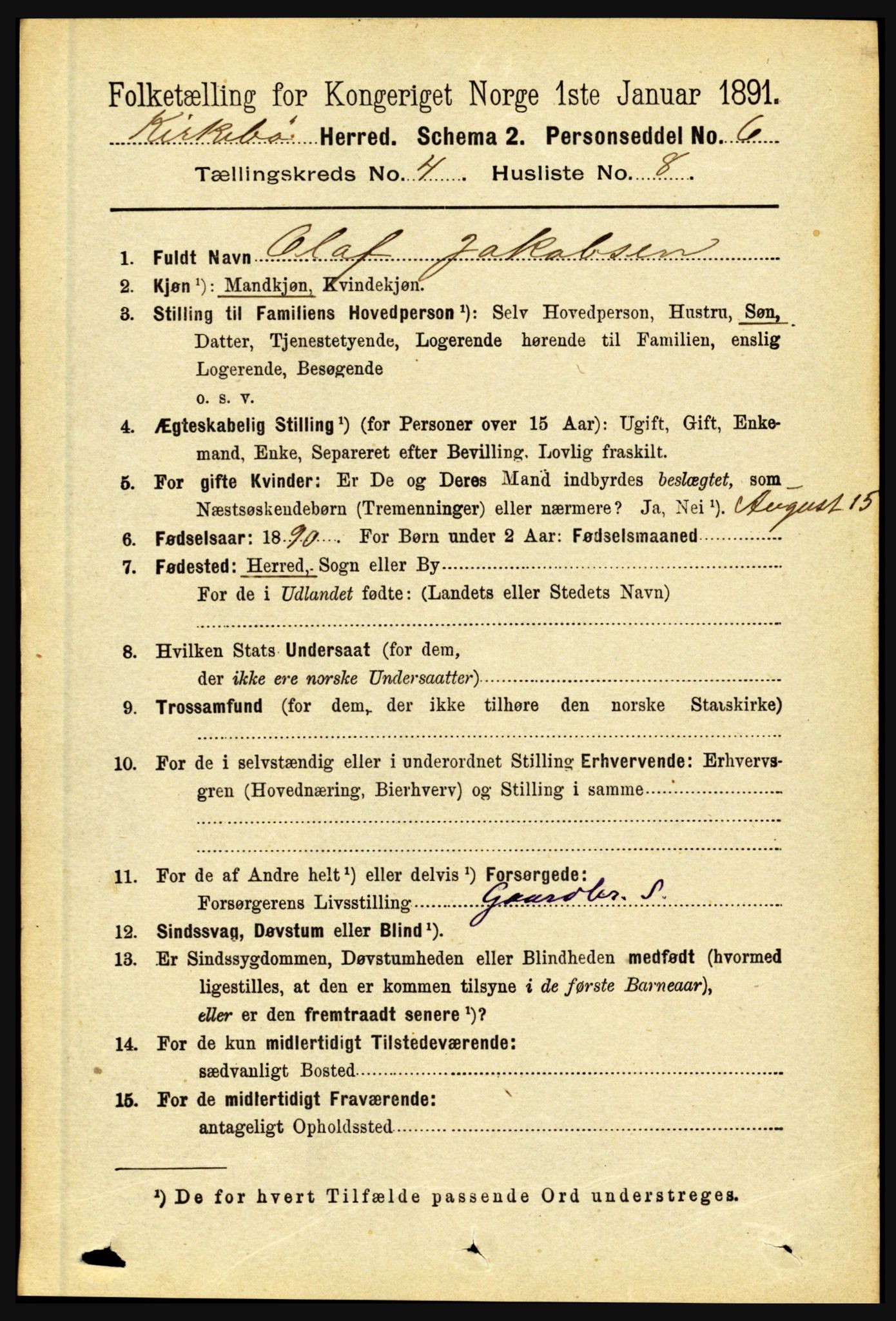 RA, 1891 census for 1416 Kyrkjebø, 1891, p. 914