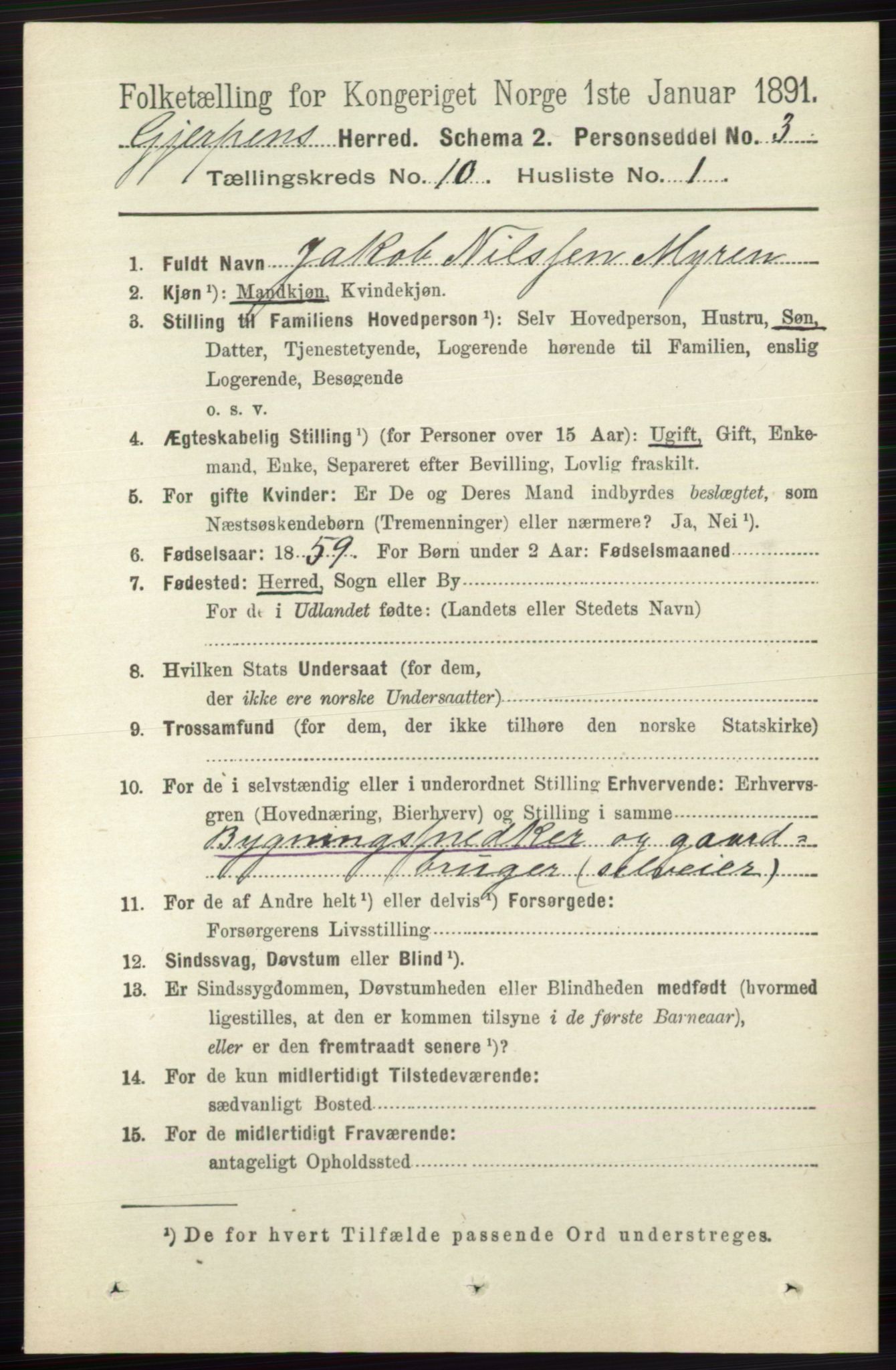 RA, 1891 census for 0812 Gjerpen, 1891, p. 6139