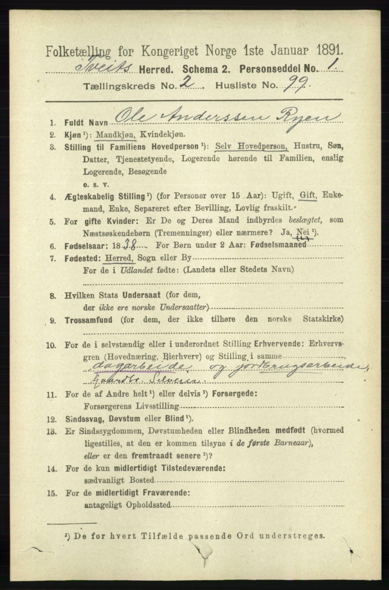 RA, 1891 census for 1013 Tveit, 1891, p. 1080