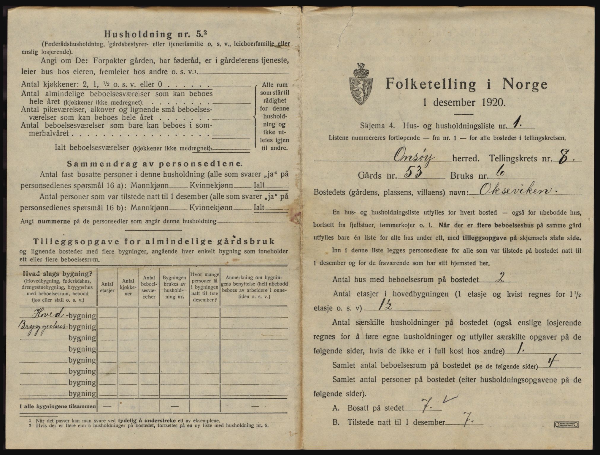 SAO, 1920 census for Onsøy, 1920, p. 1420