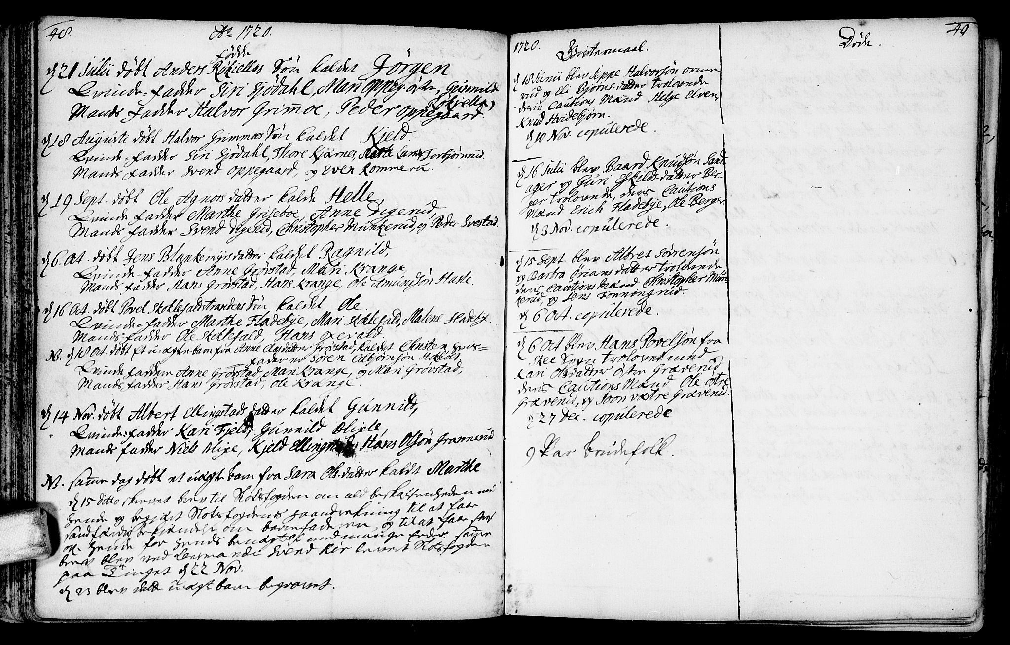 Nesodden prestekontor Kirkebøker, AV/SAO-A-10013/F/Fa/L0001: Parish register (official) no. I 1, 1709-1750, p. 48-49