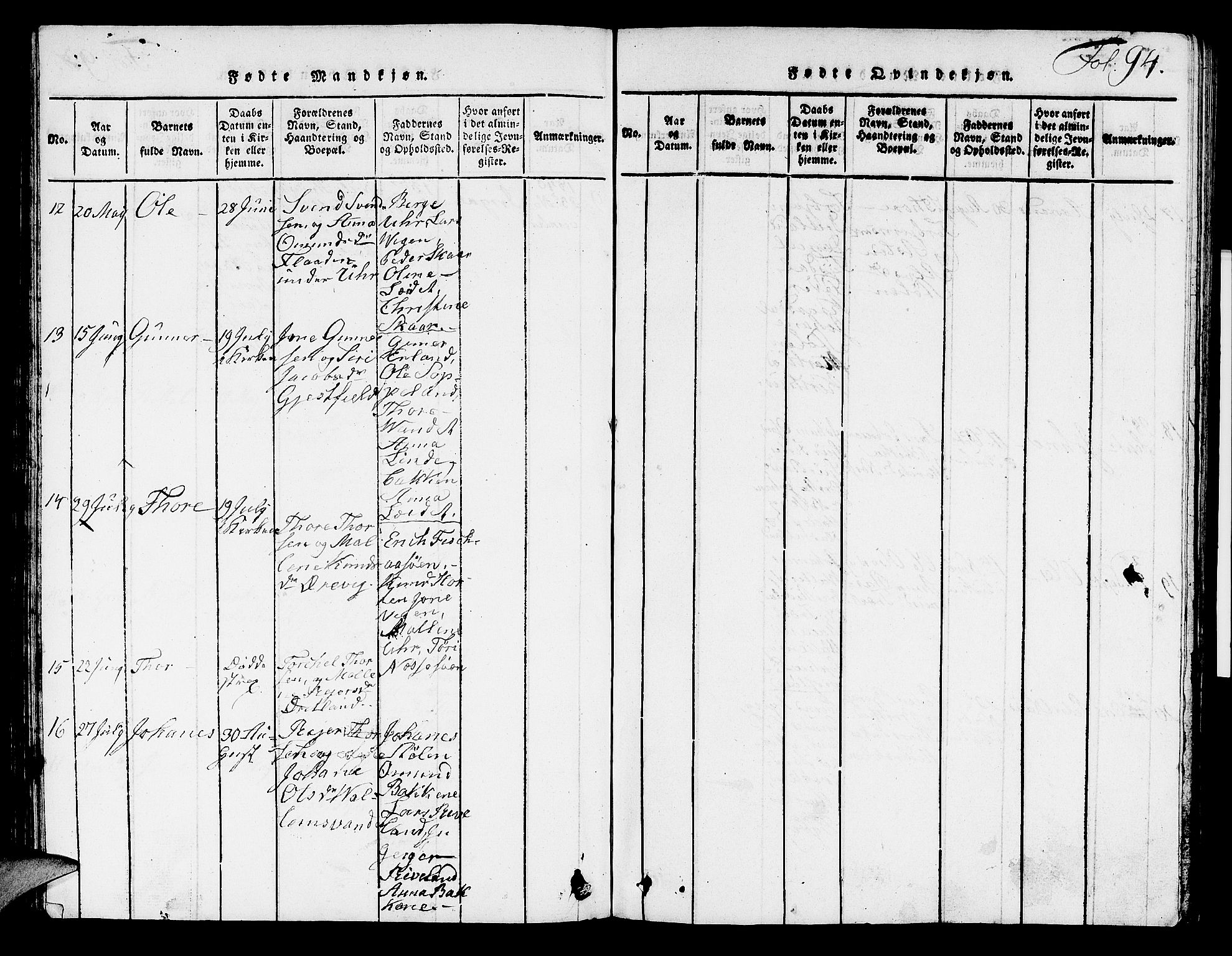 Hjelmeland sokneprestkontor, AV/SAST-A-101843/01/V/L0002: Parish register (copy) no. B 2, 1816-1841, p. 94