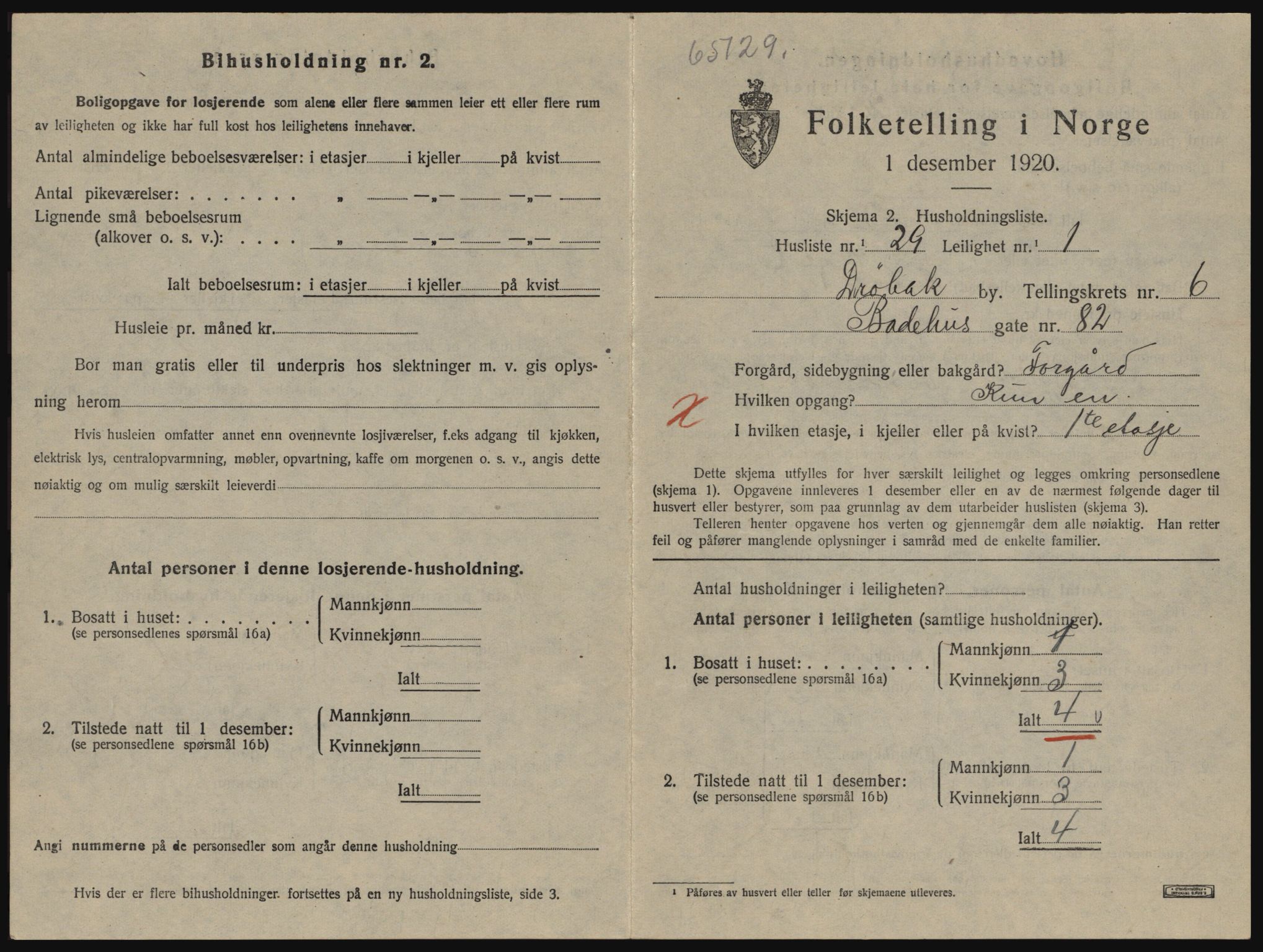 SAO, 1920 census for Drøbak, 1920, p. 1627