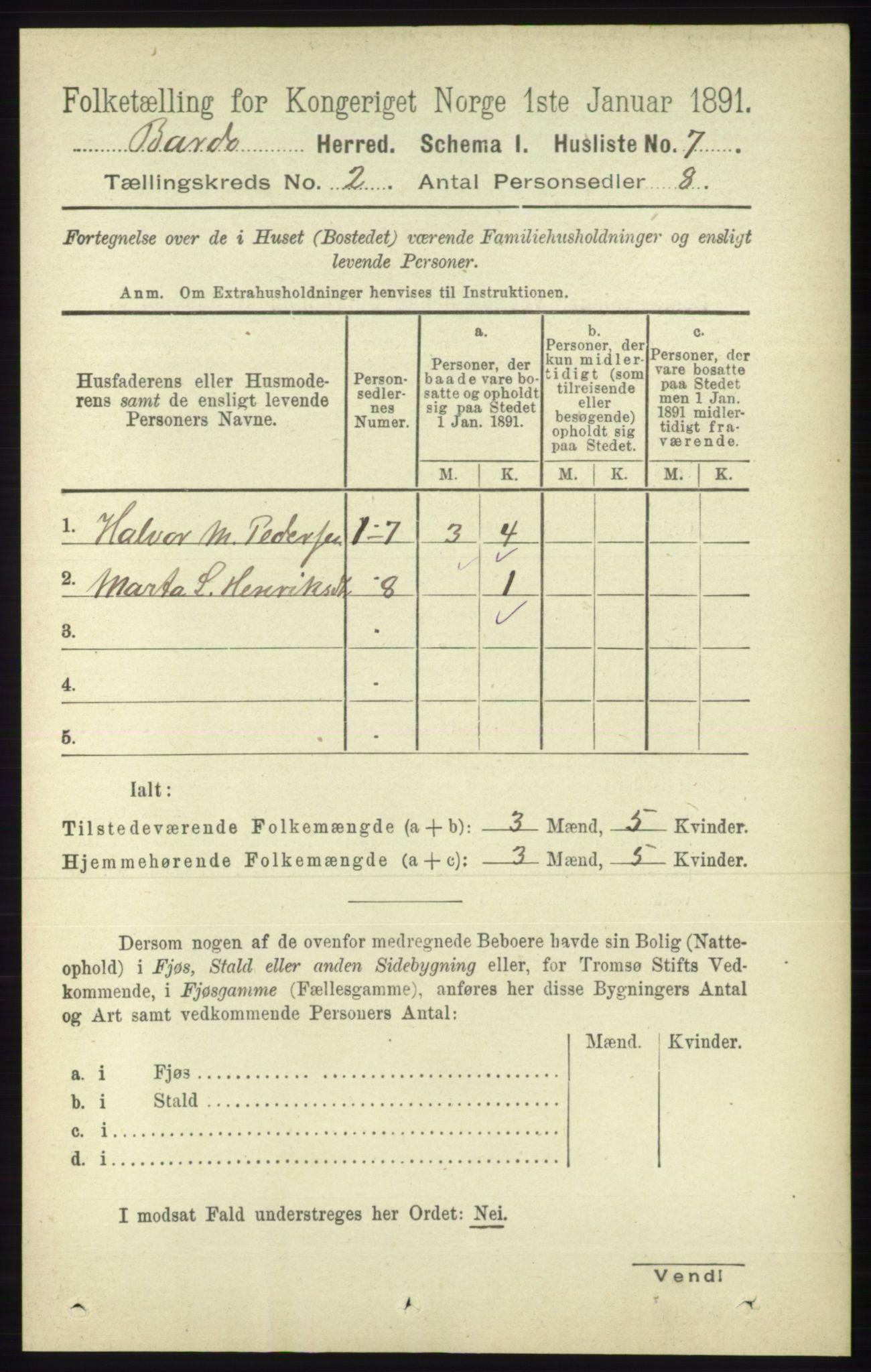 RA, 1891 census for 1922 Bardu, 1891, p. 439