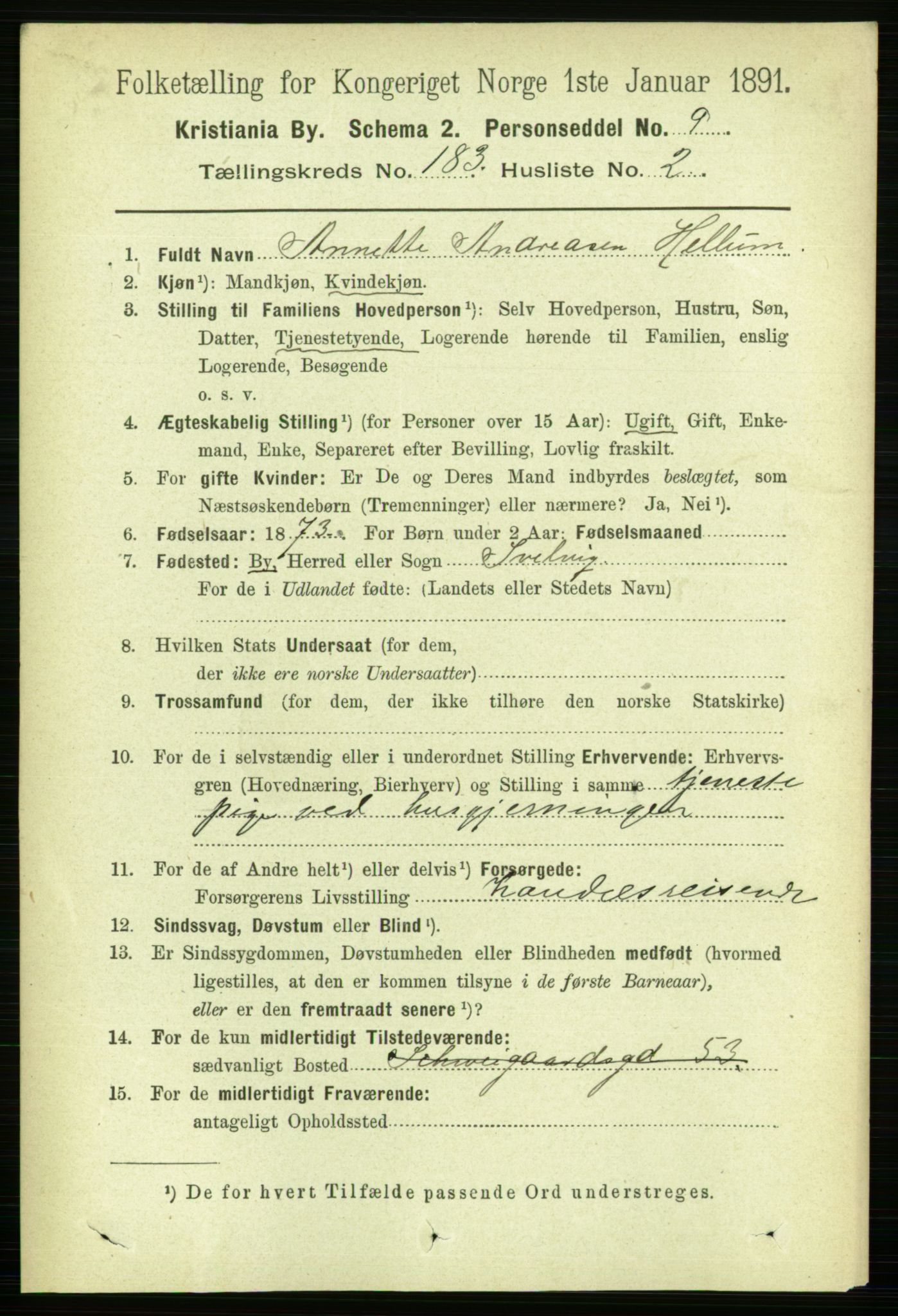 RA, 1891 census for 0301 Kristiania, 1891, p. 109311