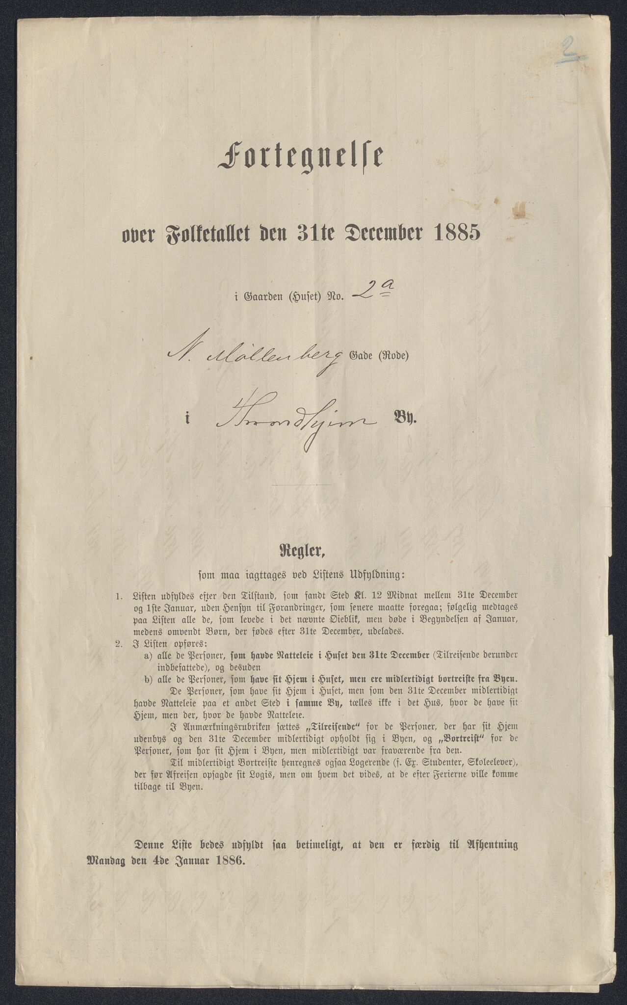 SAT, 1885 census for 1601 Trondheim, 1885, p. 2096