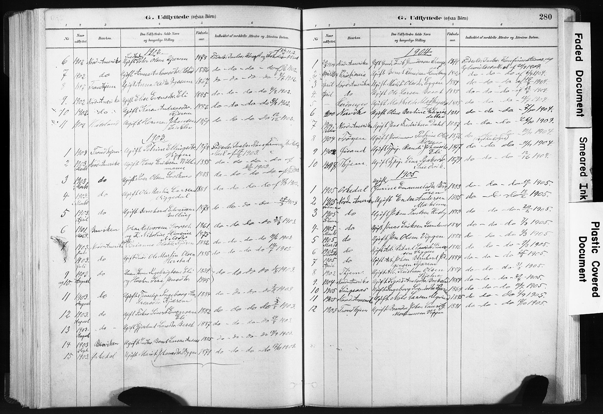 Ministerialprotokoller, klokkerbøker og fødselsregistre - Sør-Trøndelag, SAT/A-1456/665/L0773: Parish register (official) no. 665A08, 1879-1905, p. 280