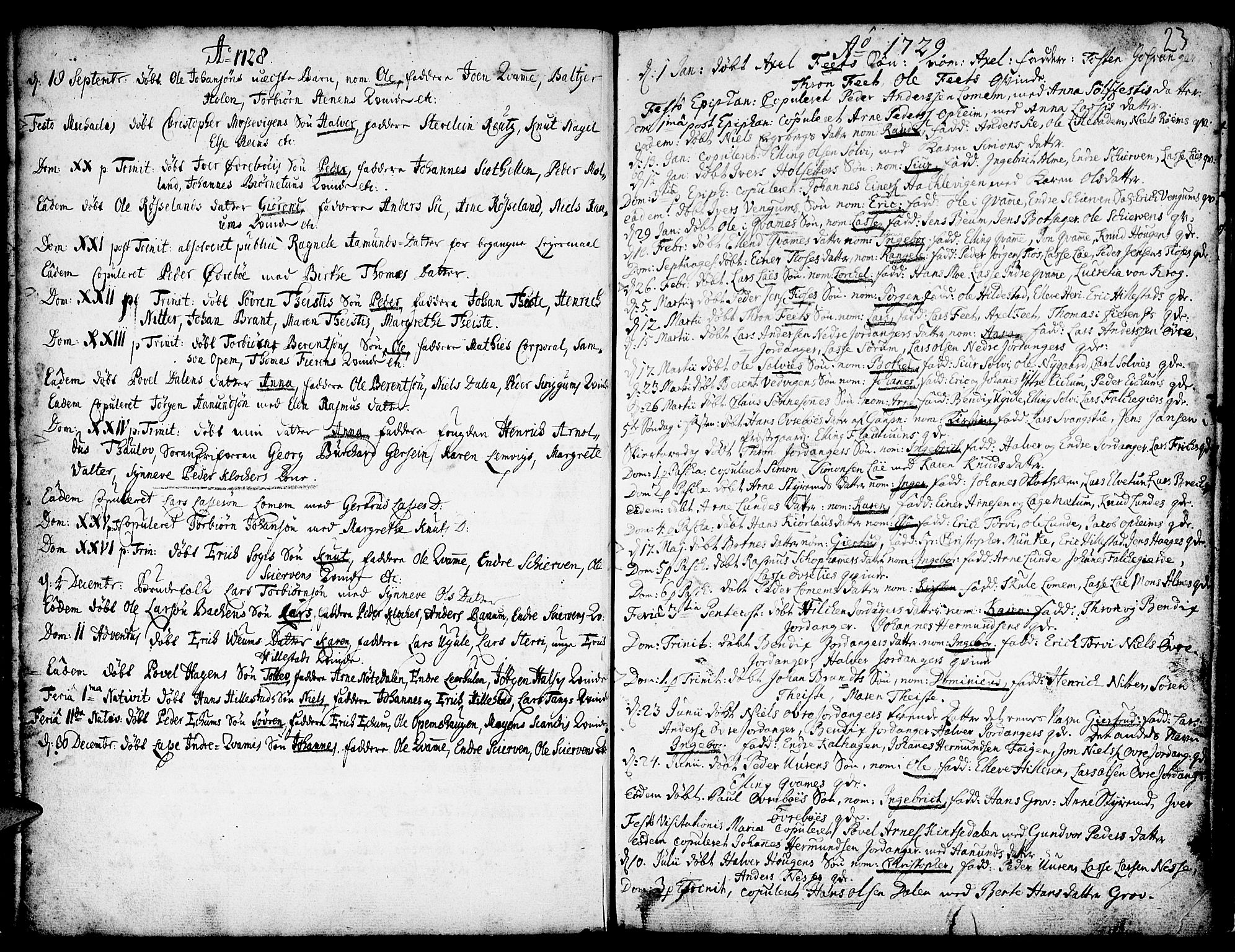 Hafslo sokneprestembete, AV/SAB-A-80301/H/Haa/Haaa/L0001: Parish register (official) no. A 1, 1717-1755, p. 23